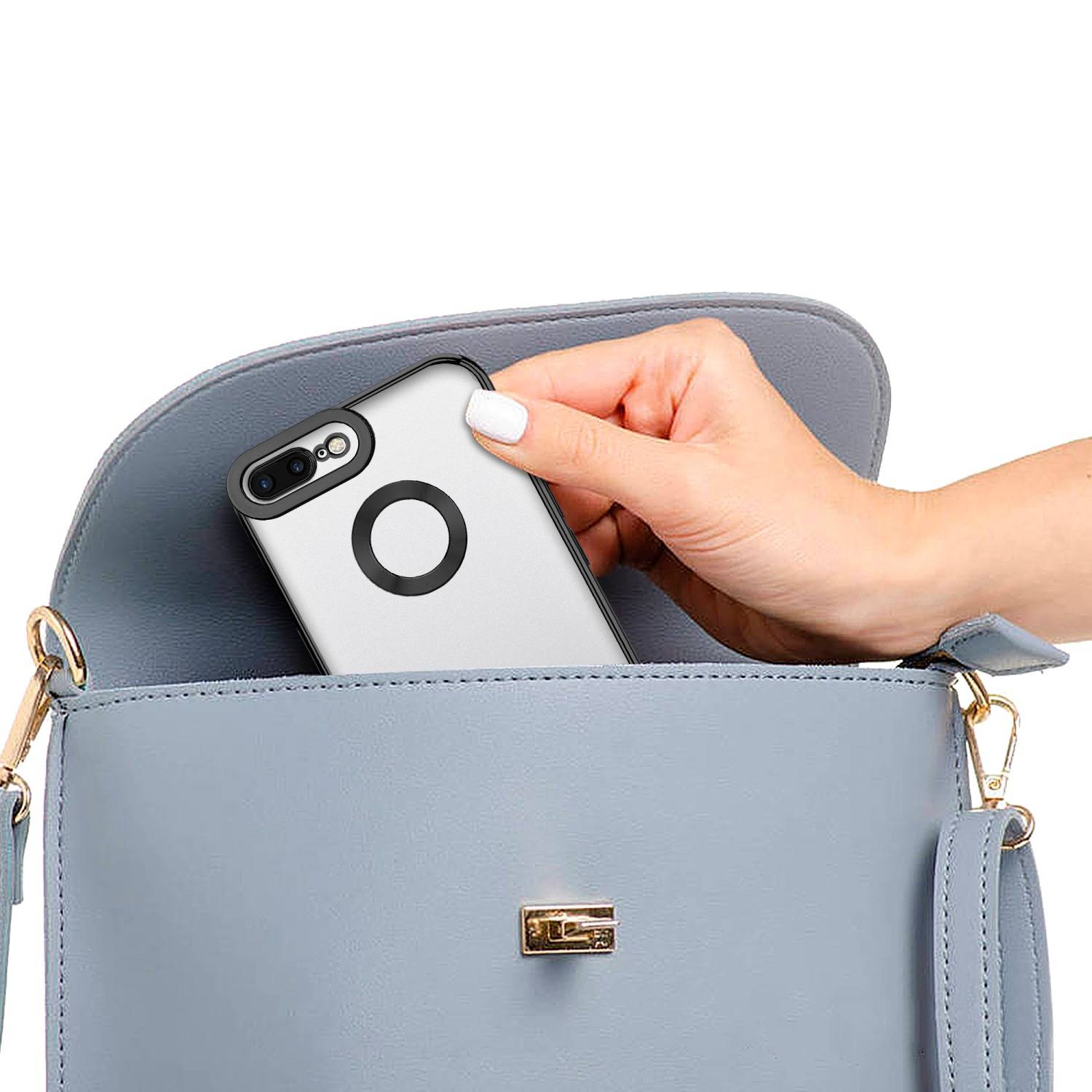 Cadorabo Schutzhülle für Apple iPhone 7 PLUS / 7S PLUS / 8 PLUS Hülle in Transparent Handy Case Cover TPU Etui Chrome