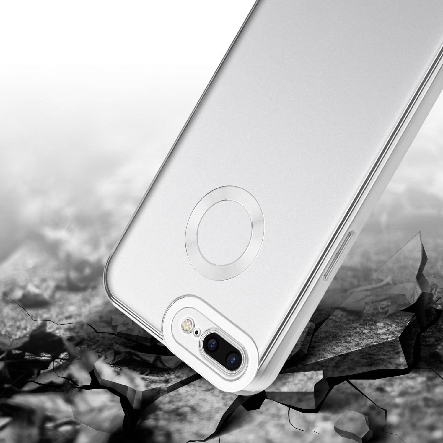 Cadorabo Schutzhülle für Apple iPhone 7 PLUS / 7S PLUS / 8 PLUS Hülle in Transparent Handy Case Cover TPU Etui Chrome