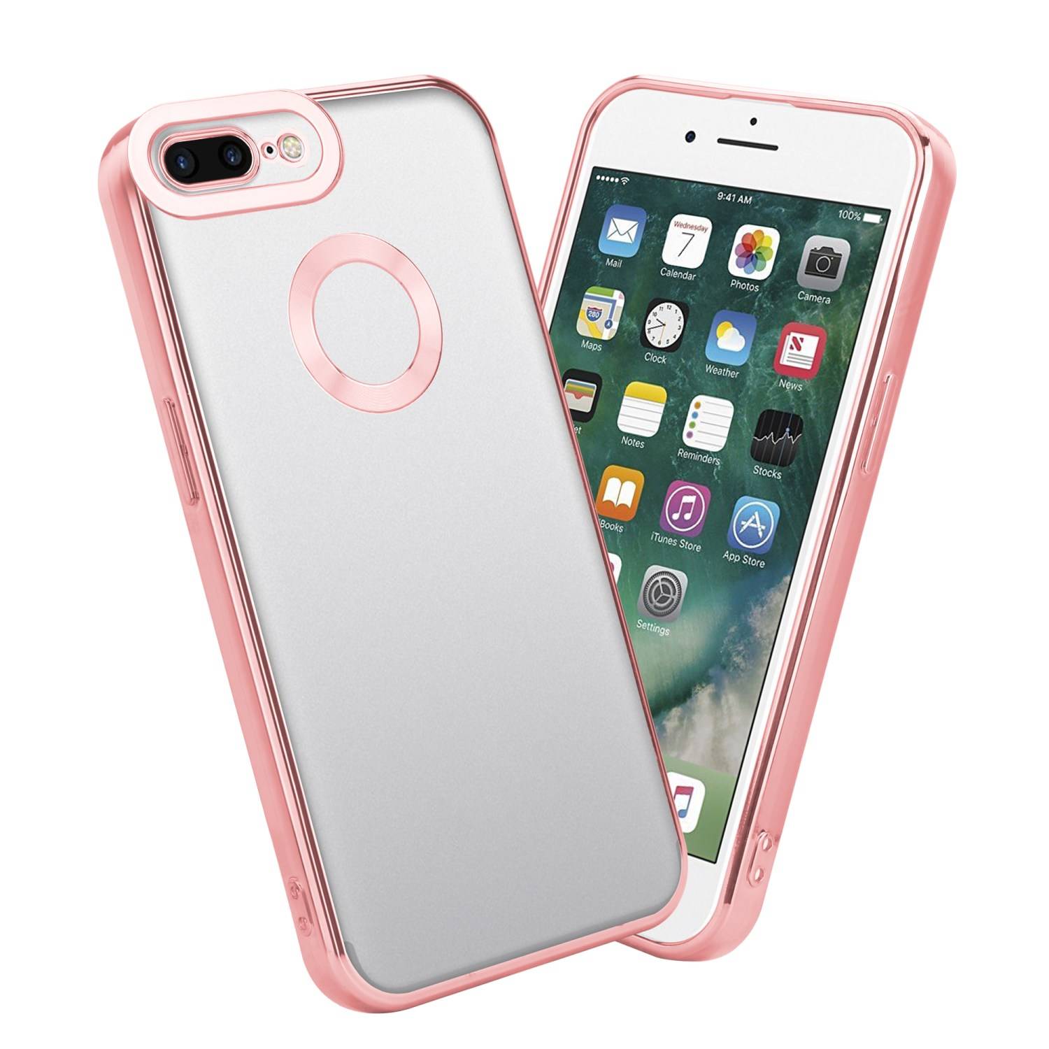 Cadorabo Schutzhülle für Apple iPhone 7 PLUS / 7S PLUS / 8 PLUS Hülle in Transparent Handy Case Cover TPU Etui Chrome