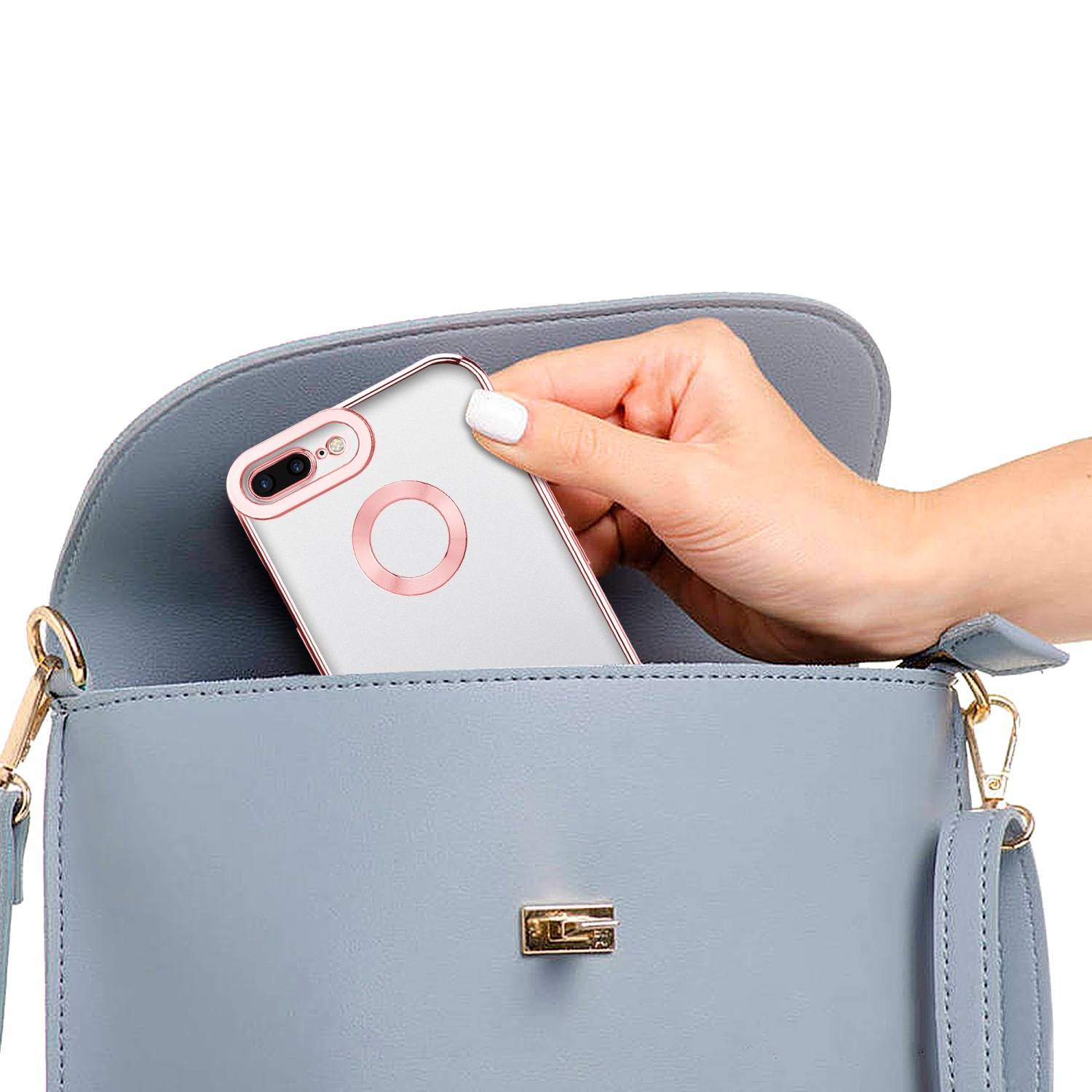 Cadorabo Schutzhülle für Apple iPhone 7 PLUS / 7S PLUS / 8 PLUS Hülle in Transparent Handy Case Cover TPU Etui Chrome