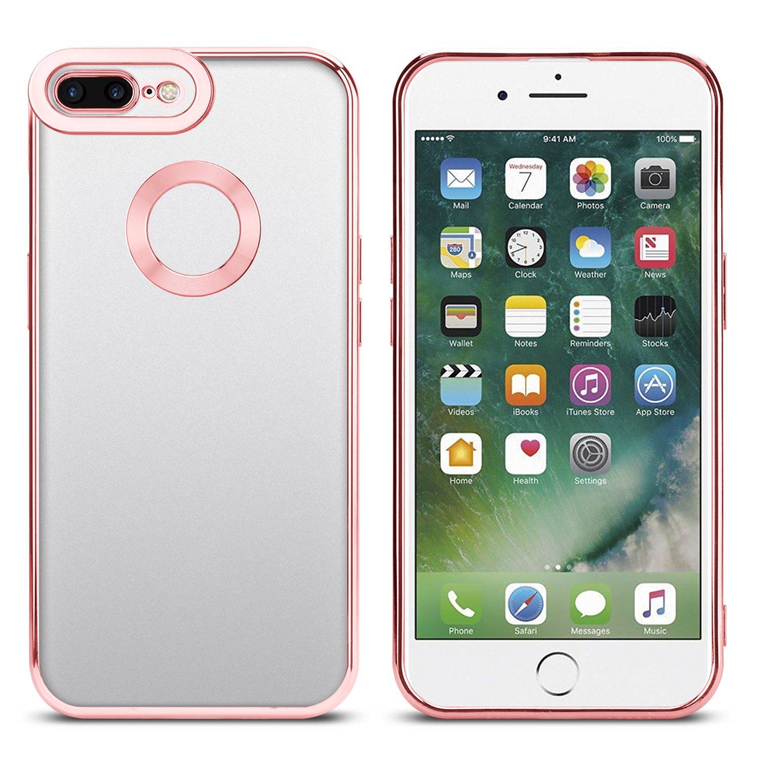 Cadorabo Schutzhülle für Apple iPhone 7 PLUS / 7S PLUS / 8 PLUS Hülle in Transparent Handy Case Cover TPU Etui Chrome
