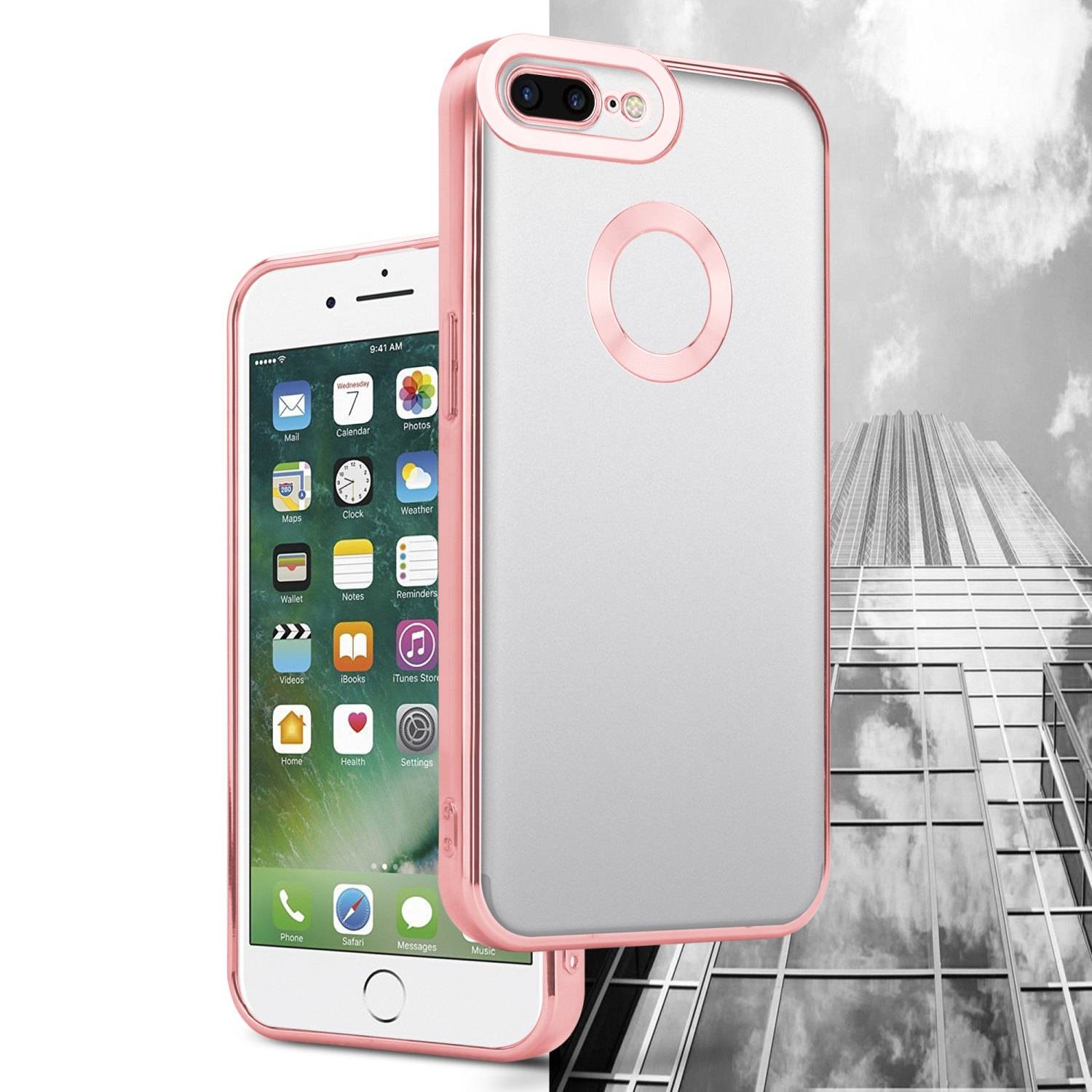 Cadorabo Schutzhülle für Apple iPhone 7 PLUS / 7S PLUS / 8 PLUS Hülle in Transparent Handy Case Cover TPU Etui Chrome
