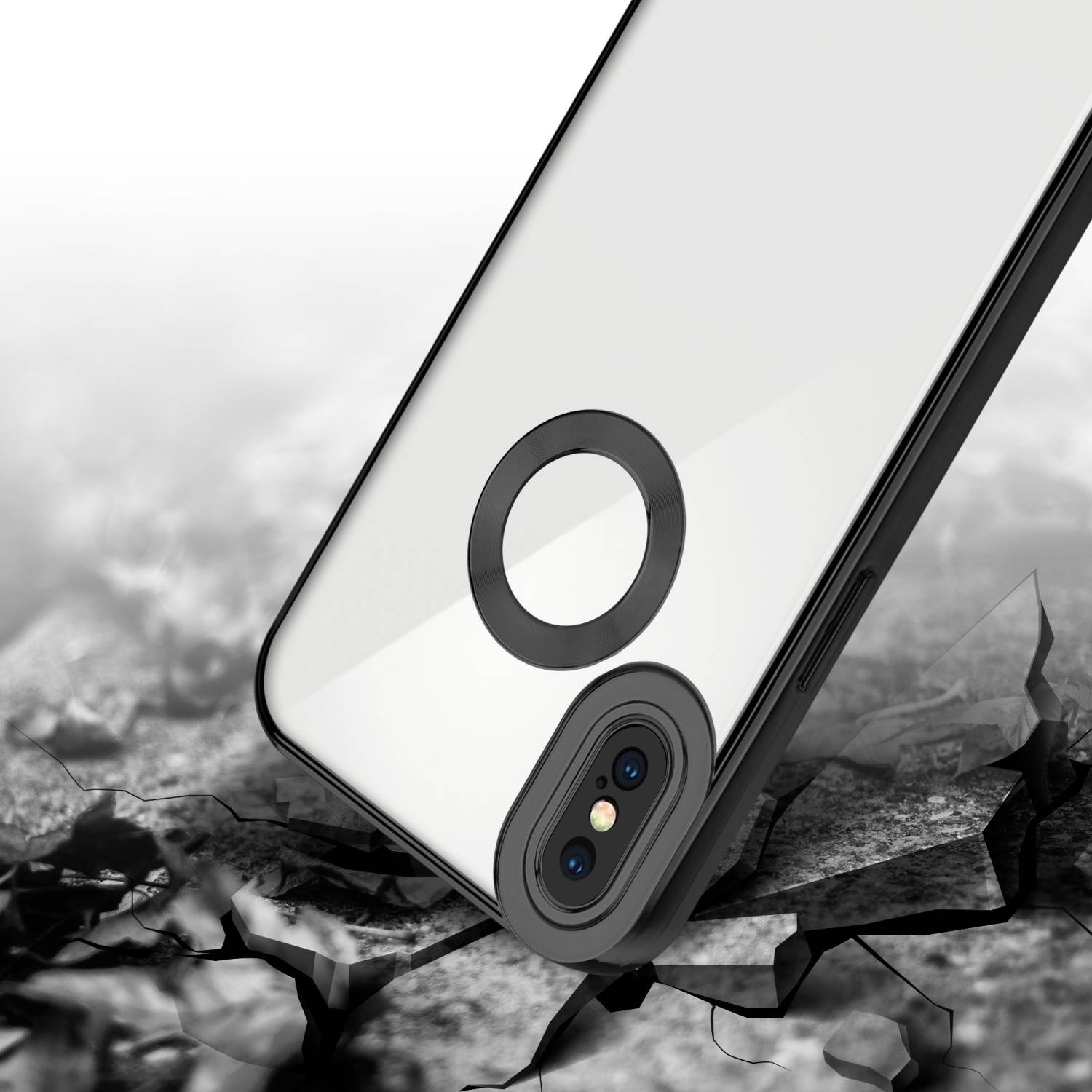 Cadorabo Schutzhülle für Apple iPhone X / XS Hülle in Transparent Handy Case Cover TPU Etui Chrome