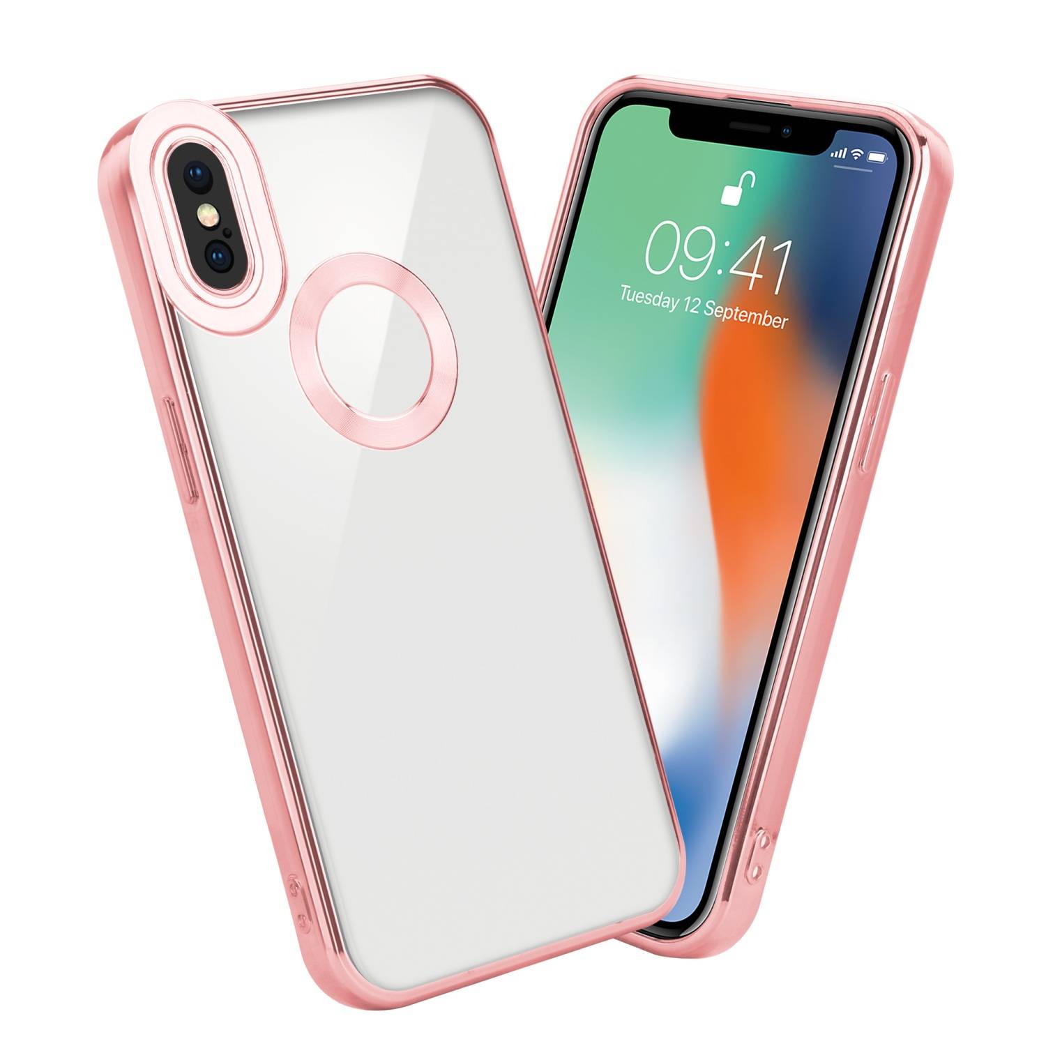Cadorabo Schutzhülle für Apple iPhone X / XS Hülle in Transparent Handy Case Cover TPU Etui Chrome