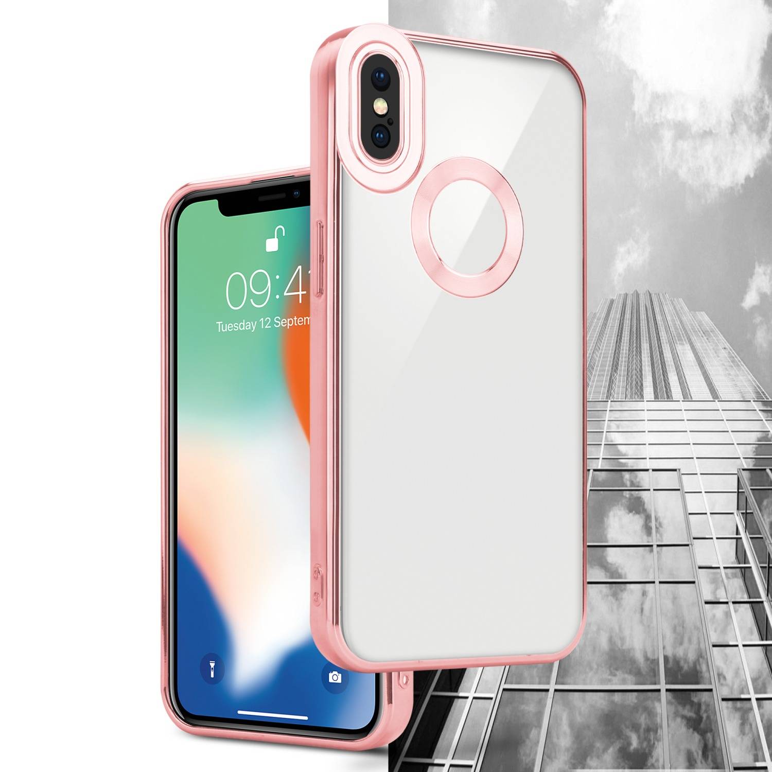 Cadorabo Schutzhülle für Apple iPhone X / XS Hülle in Transparent Handy Case Cover TPU Etui Chrome