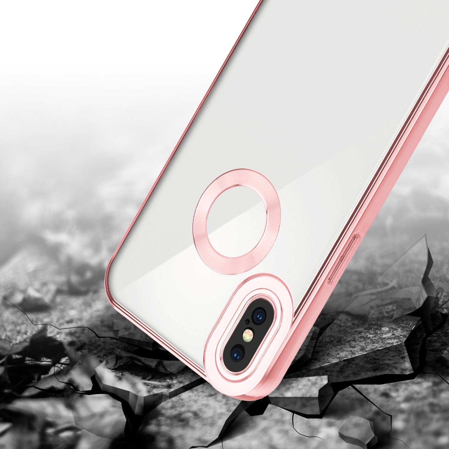 Cadorabo Schutzhülle für Apple iPhone X / XS Hülle in Transparent Handy Case Cover TPU Etui Chrome