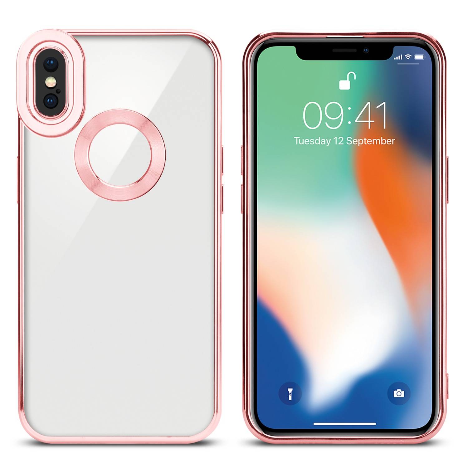 Cadorabo Schutzhülle für Apple iPhone X / XS Hülle in Transparent Handy Case Cover TPU Etui Chrome