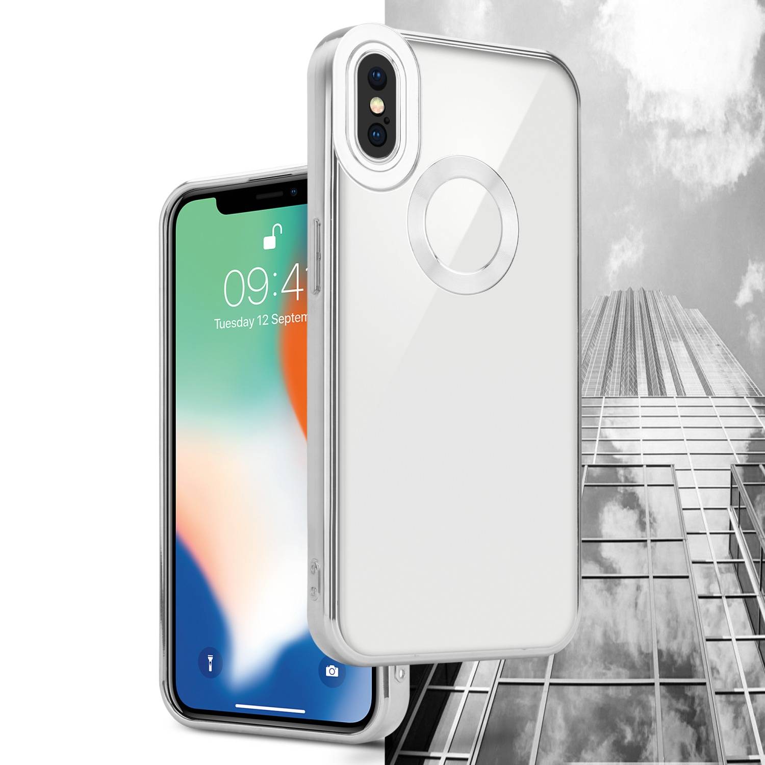 Cadorabo Schutzhülle für Apple iPhone XS MAX Hülle in Transparent Handy Case Cover TPU Etui Chrome