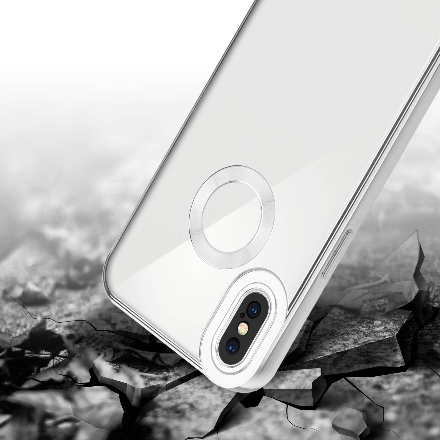Cadorabo Schutzhülle für Apple iPhone XS MAX Hülle in Transparent Handy Case Cover TPU Etui Chrome