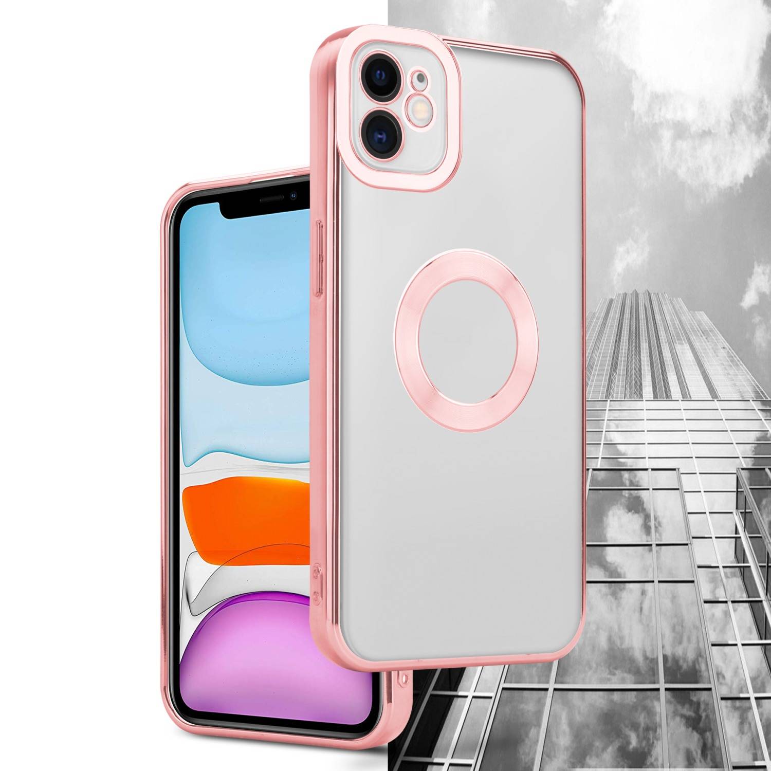 Cadorabo Schutzhülle für Apple iPhone 12 Hülle in Transparent Handy Case Cover TPU Etui Chrome
