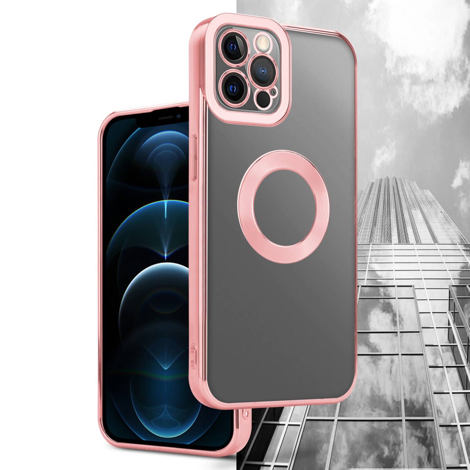 Cadorabo Schutzhülle für Apple iPhone 12 PRO Hülle in Transparent Handy Case Cover TPU Etui Chrome