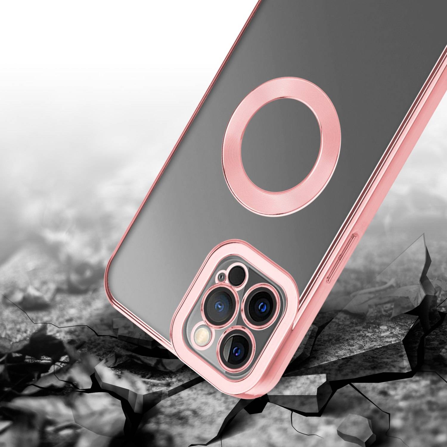 Cadorabo Schutzhülle für Apple iPhone 12 PRO Hülle in Transparent Handy Case Cover TPU Etui Chrome