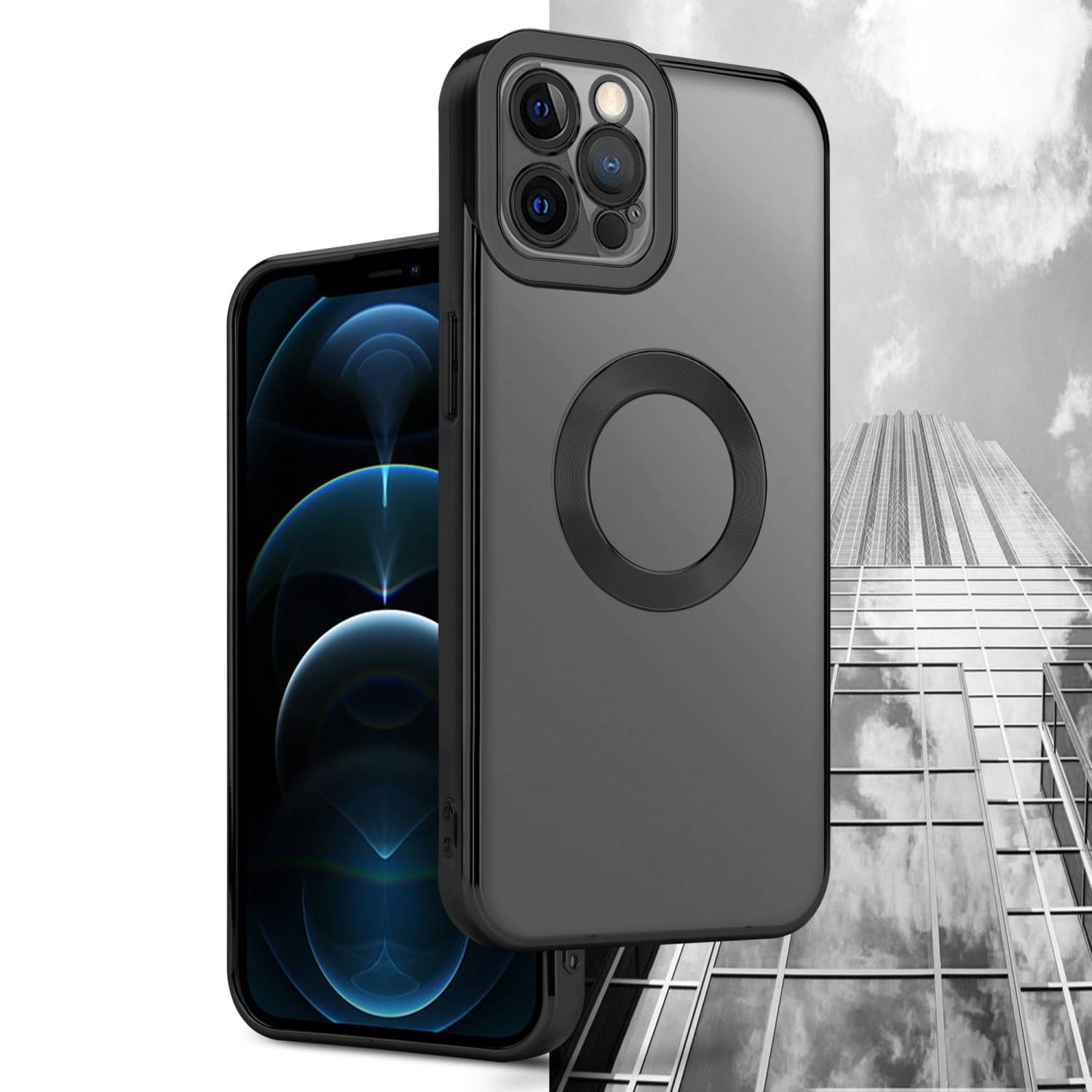 Cadorabo Schutzhülle für Apple iPhone 12 PRO MAX Hülle in Transparent Handy Case Cover TPU Etui Chrome