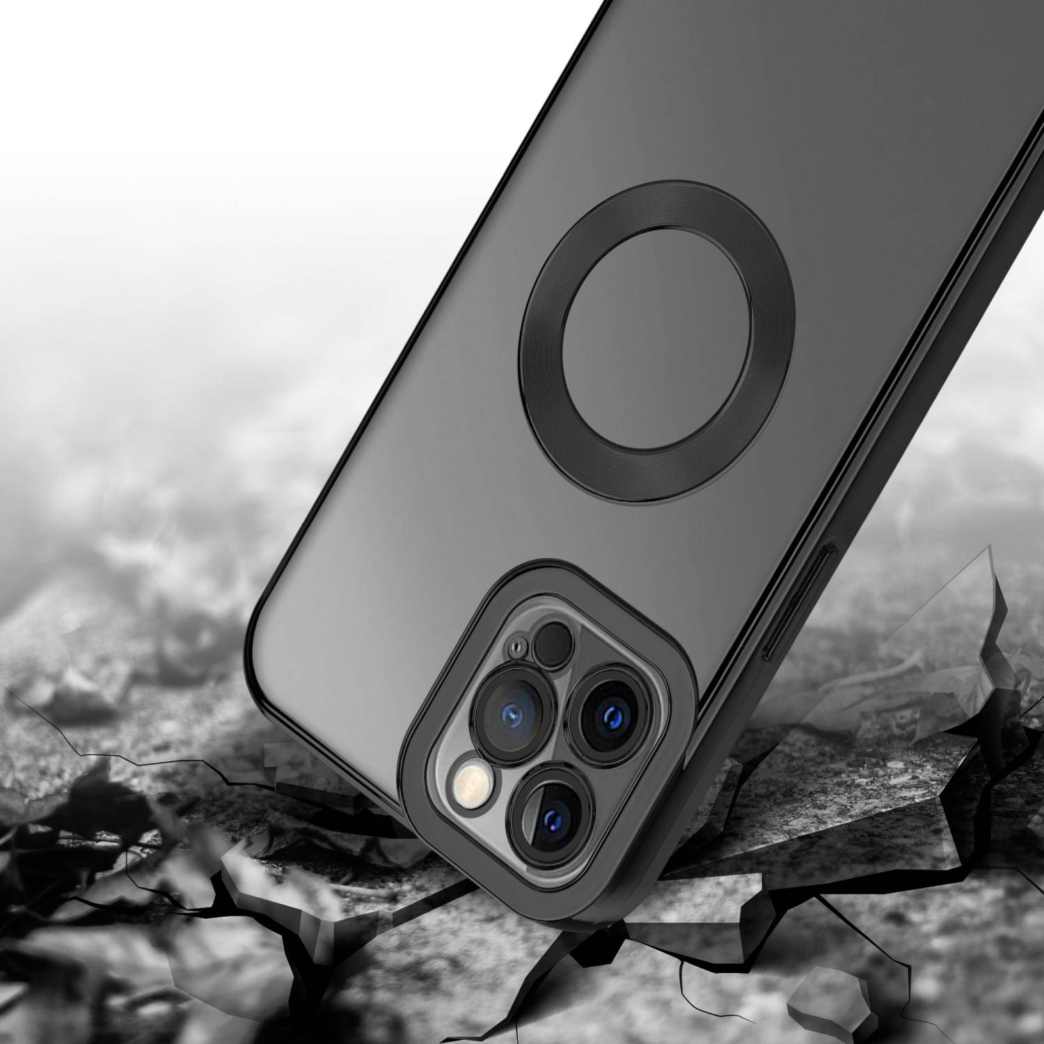 Cadorabo Schutzhülle für Apple iPhone 12 PRO MAX Hülle in Transparent Handy Case Cover TPU Etui Chrome