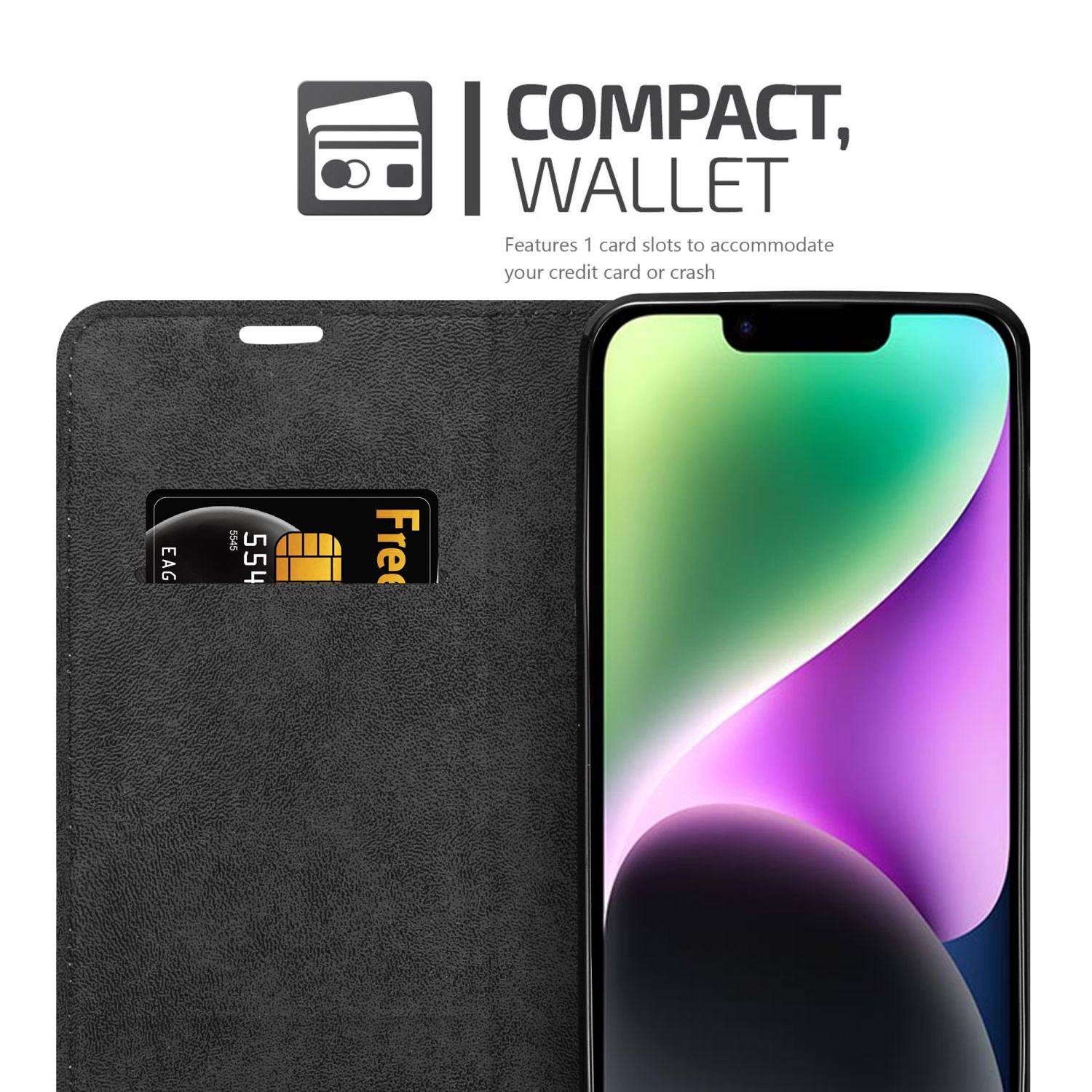 Cadorabo Hülle für Apple iPhone 14 Schutz Hülle in Schwarz Handyhülle Etui Case Cover Magnetverschluss