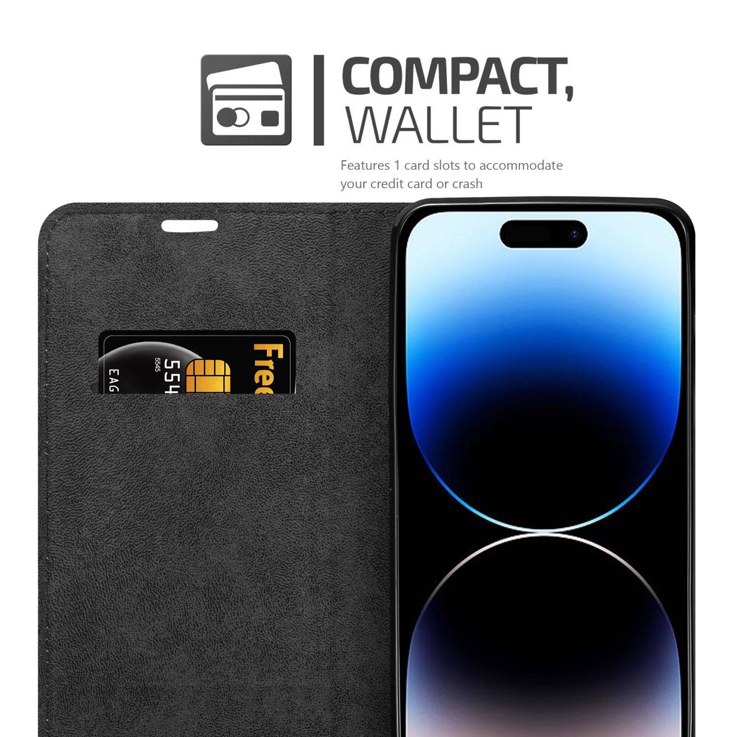 Cadorabo Hülle für Apple iPhone 14 PRO Schutz Hülle in Braun Handyhülle Etui Case Cover Magnetverschluss
