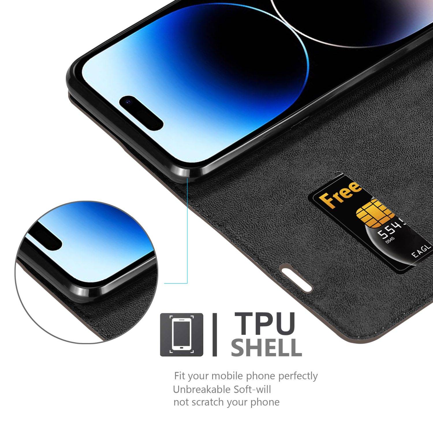 Cadorabo Hülle für Apple iPhone 14 PRO Schutz Hülle in Braun Handyhülle Etui Case Cover Magnetverschluss