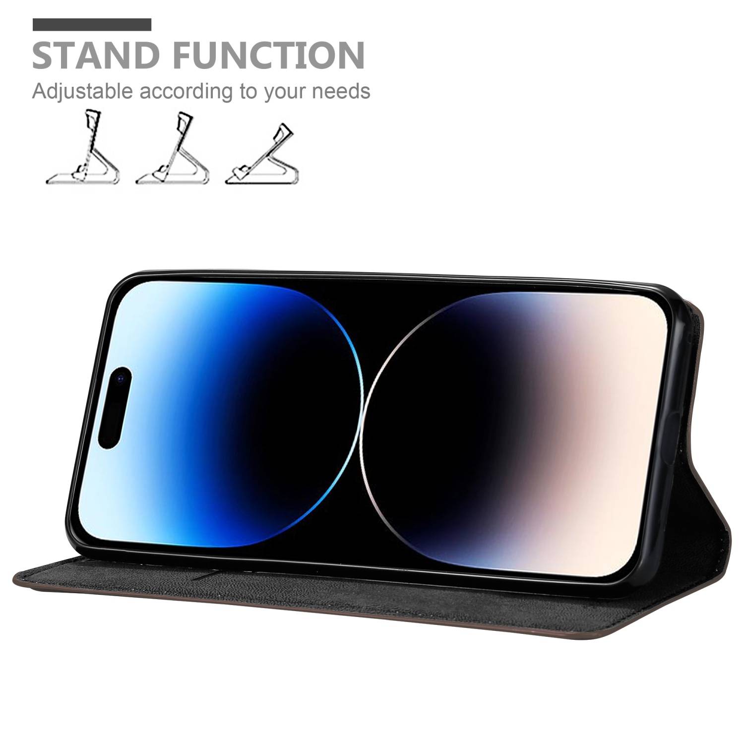 Cadorabo Hülle für Apple iPhone 14 PRO MAX Schutz Hülle in Braun Handyhülle Etui Case Cover Magnetverschluss