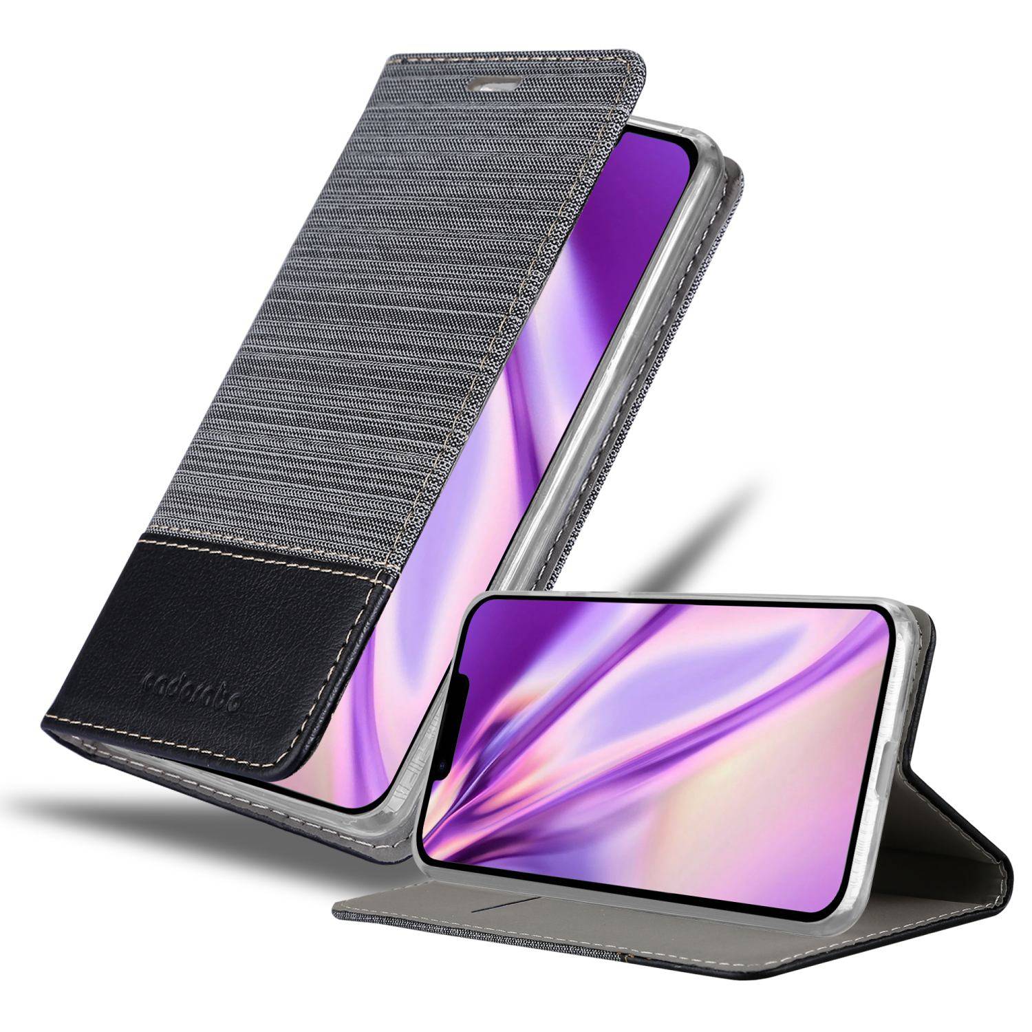 Cadorabo Hülle für Apple iPhone 14 PLUS Schutzhülle in Grau Handy Hülle Etui Book Case Cover