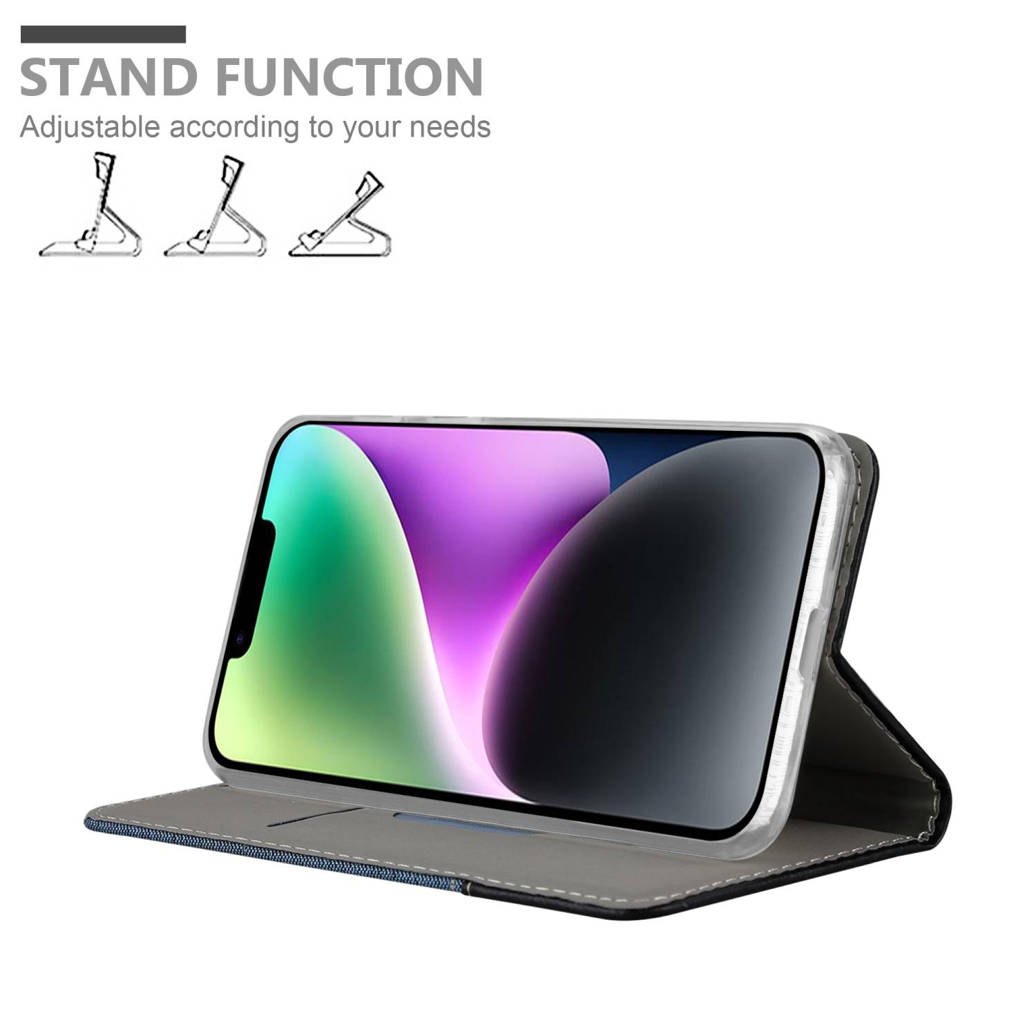 Cadorabo Hülle für Apple iPhone 14 PLUS Schutzhülle in Blau Handy Hülle Etui Book Case Cover