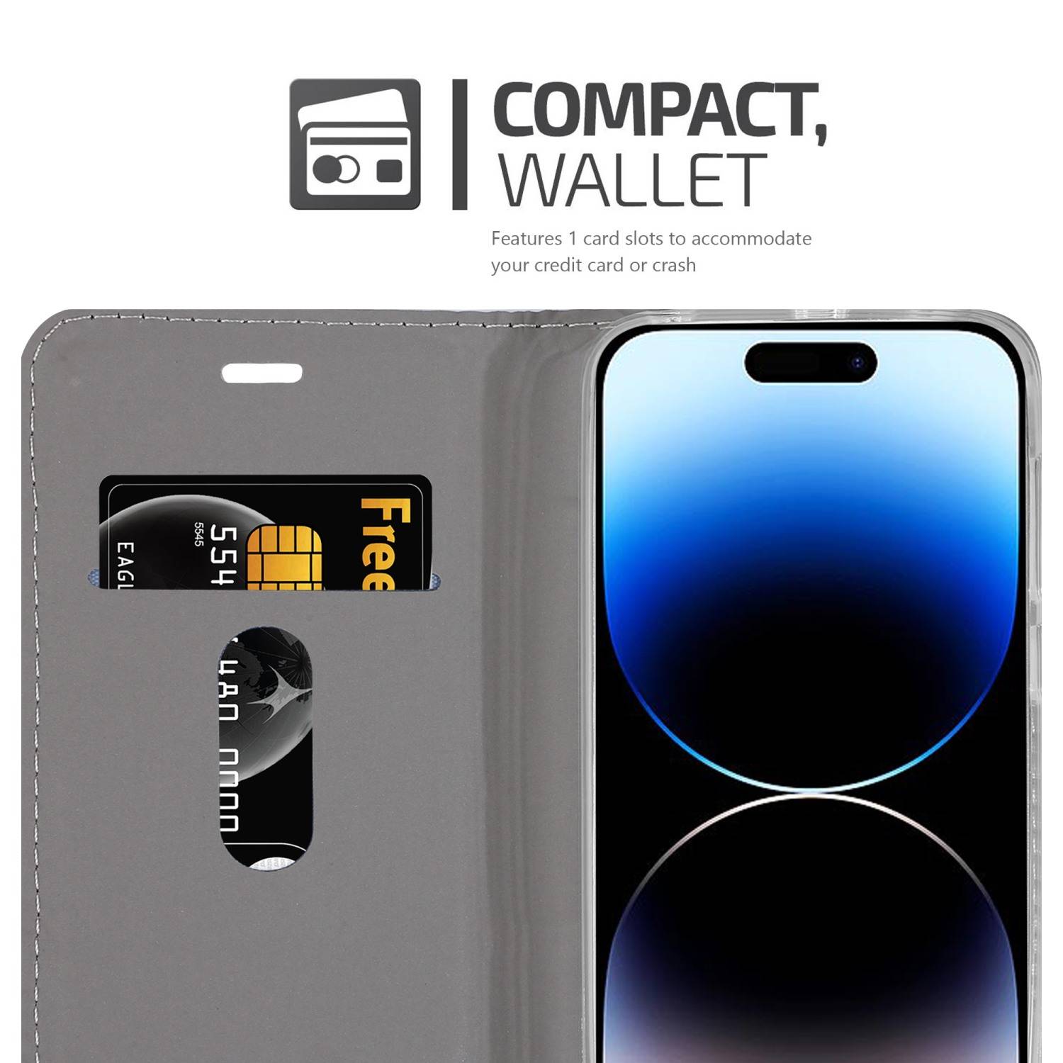 Cadorabo Hülle für Apple iPhone 14 PRO MAX Schutzhülle in Blau Handy Hülle Etui Book Case Cover