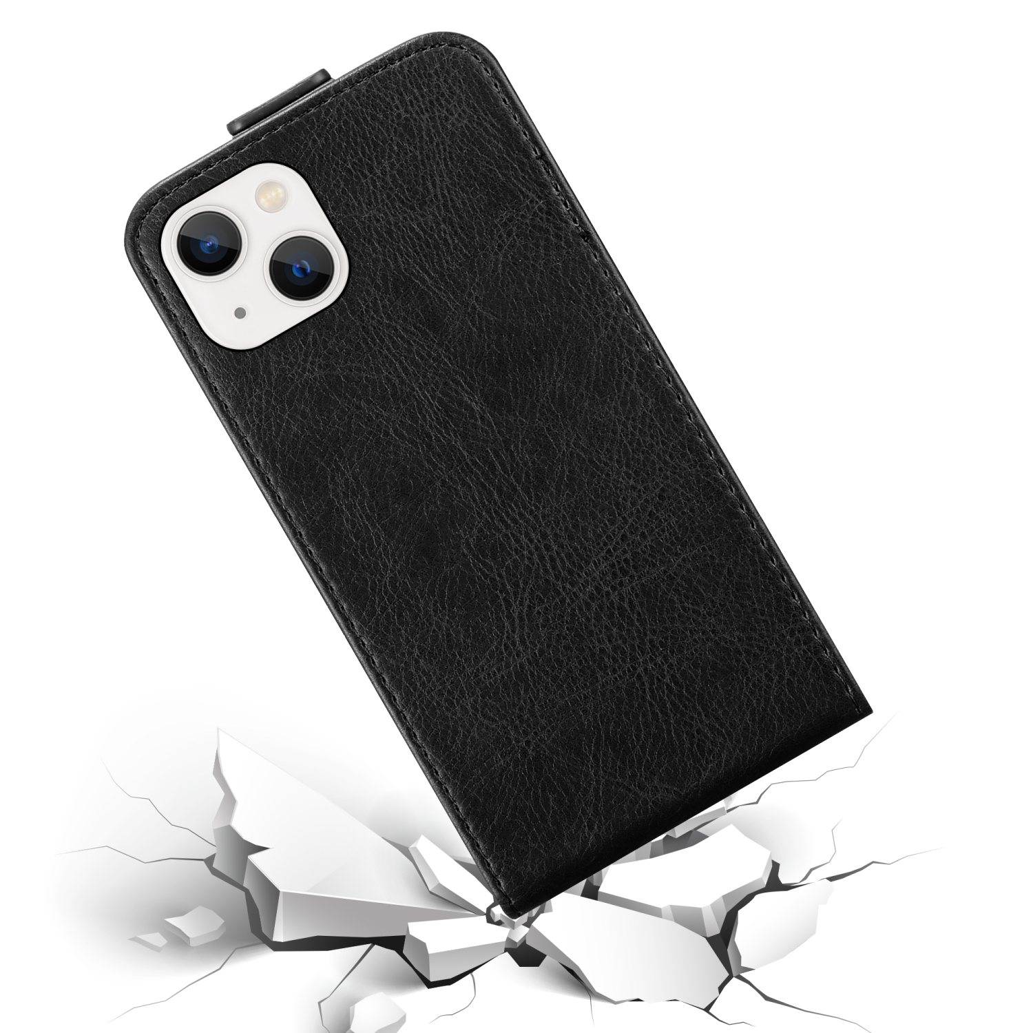Cadorabo Hülle für Apple iPhone 14 Schutz Hülle in Schwarz Flip Etui Handyhülle Case Cover