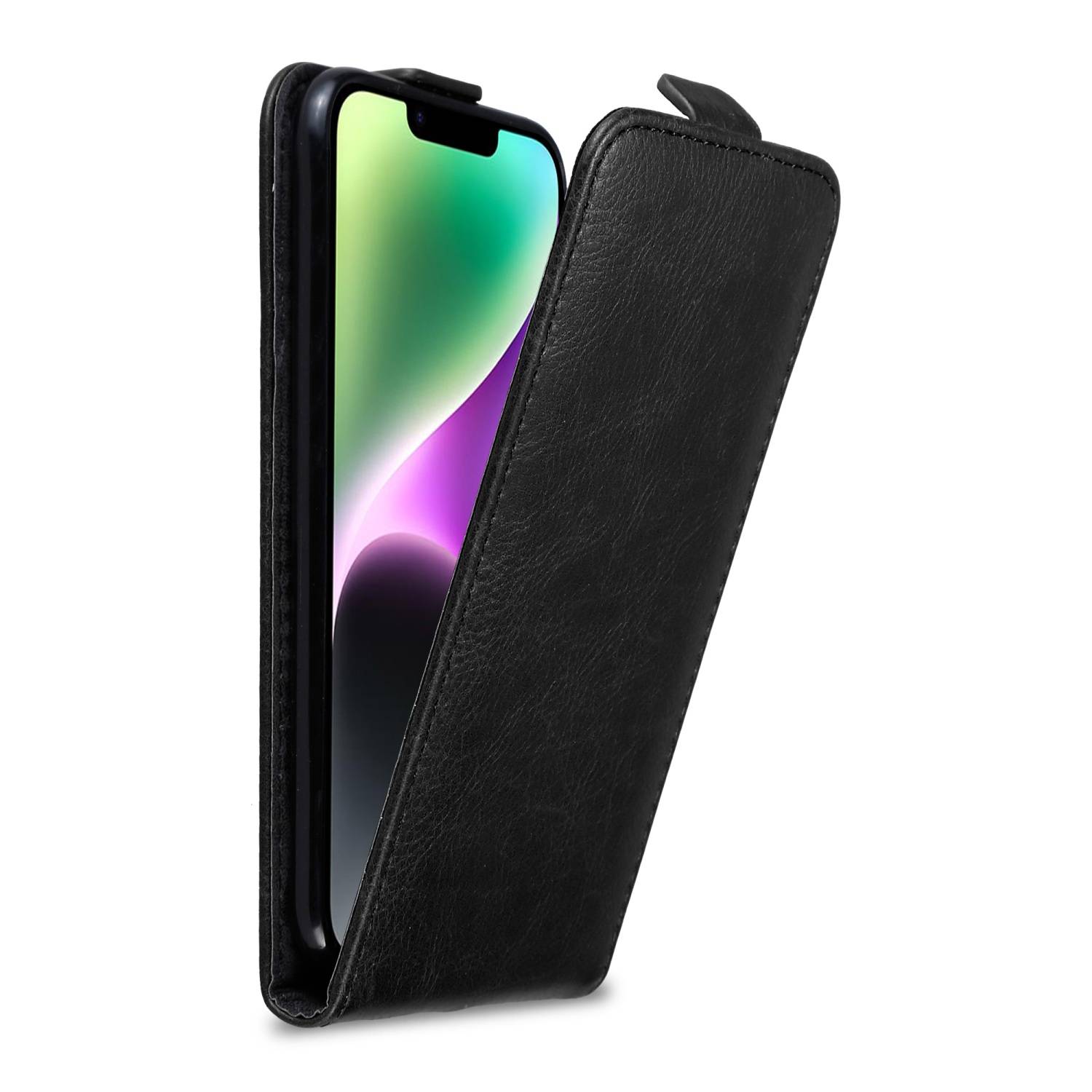 Cadorabo Hülle für Apple iPhone 14 PLUS Schutz Hülle in Schwarz Flip Etui Handyhülle Case Cover