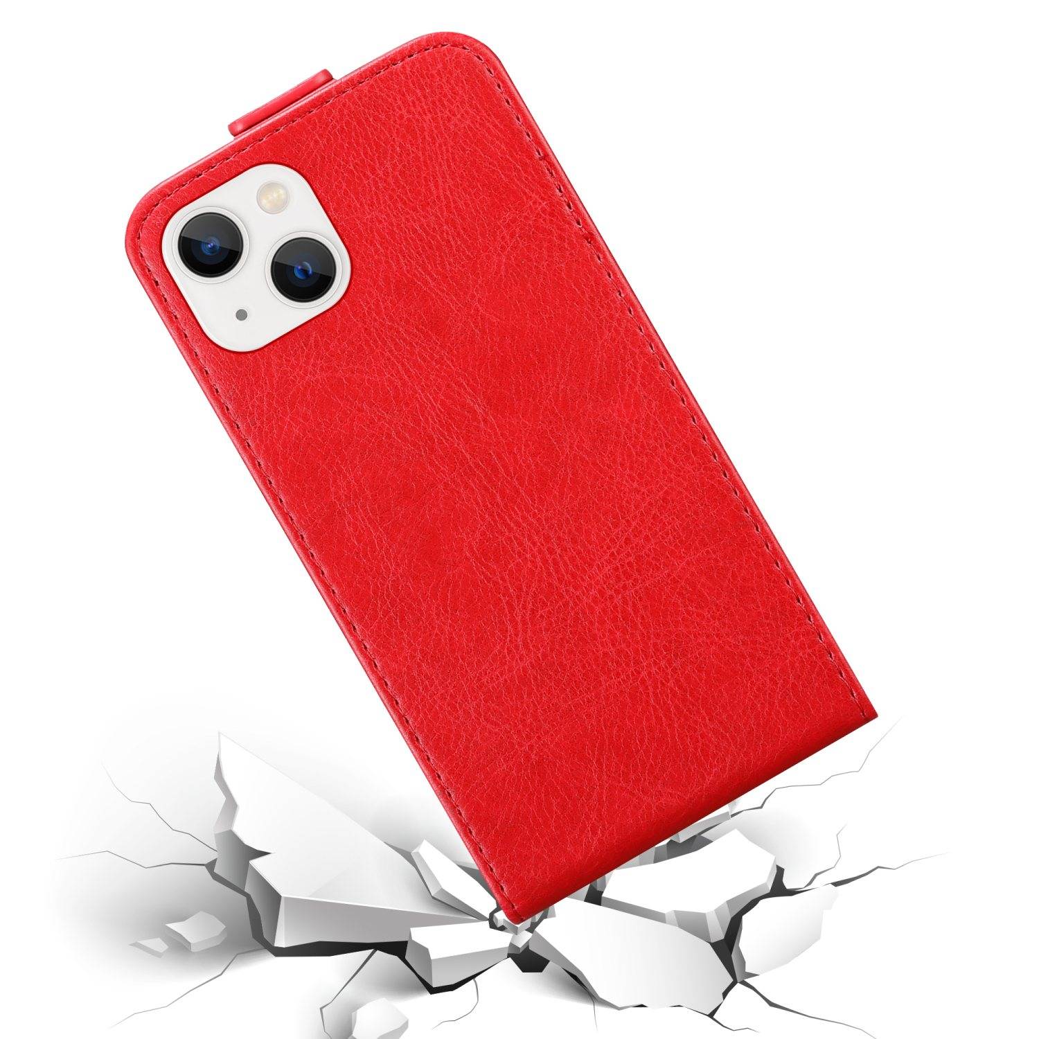 Cadorabo Hülle für Apple iPhone 14 PLUS Schutz Hülle in Rot Flip Etui Handyhülle Case Cover