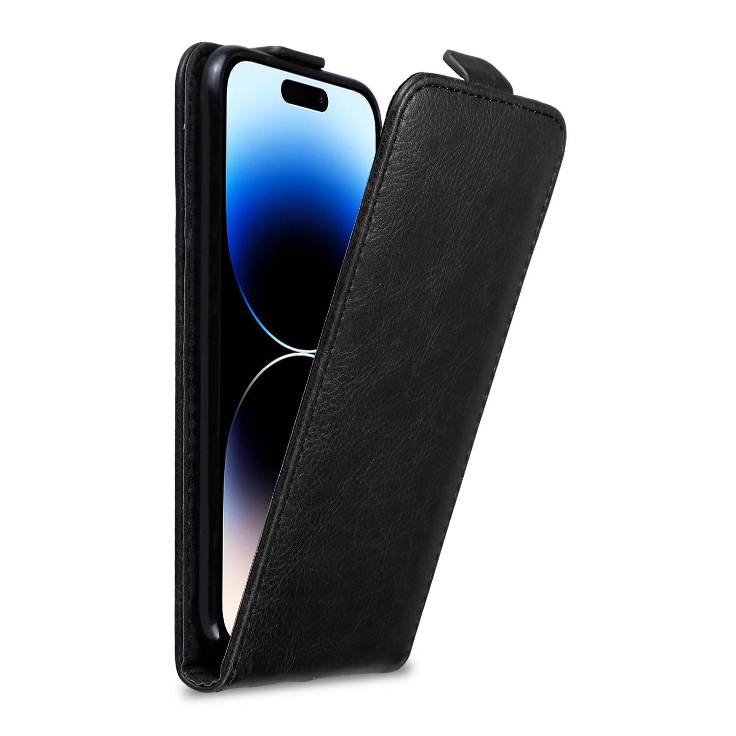 Cadorabo Hülle für Apple iPhone 14 PRO Schutz Hülle in Schwarz Flip Etui Handyhülle Case Cover
