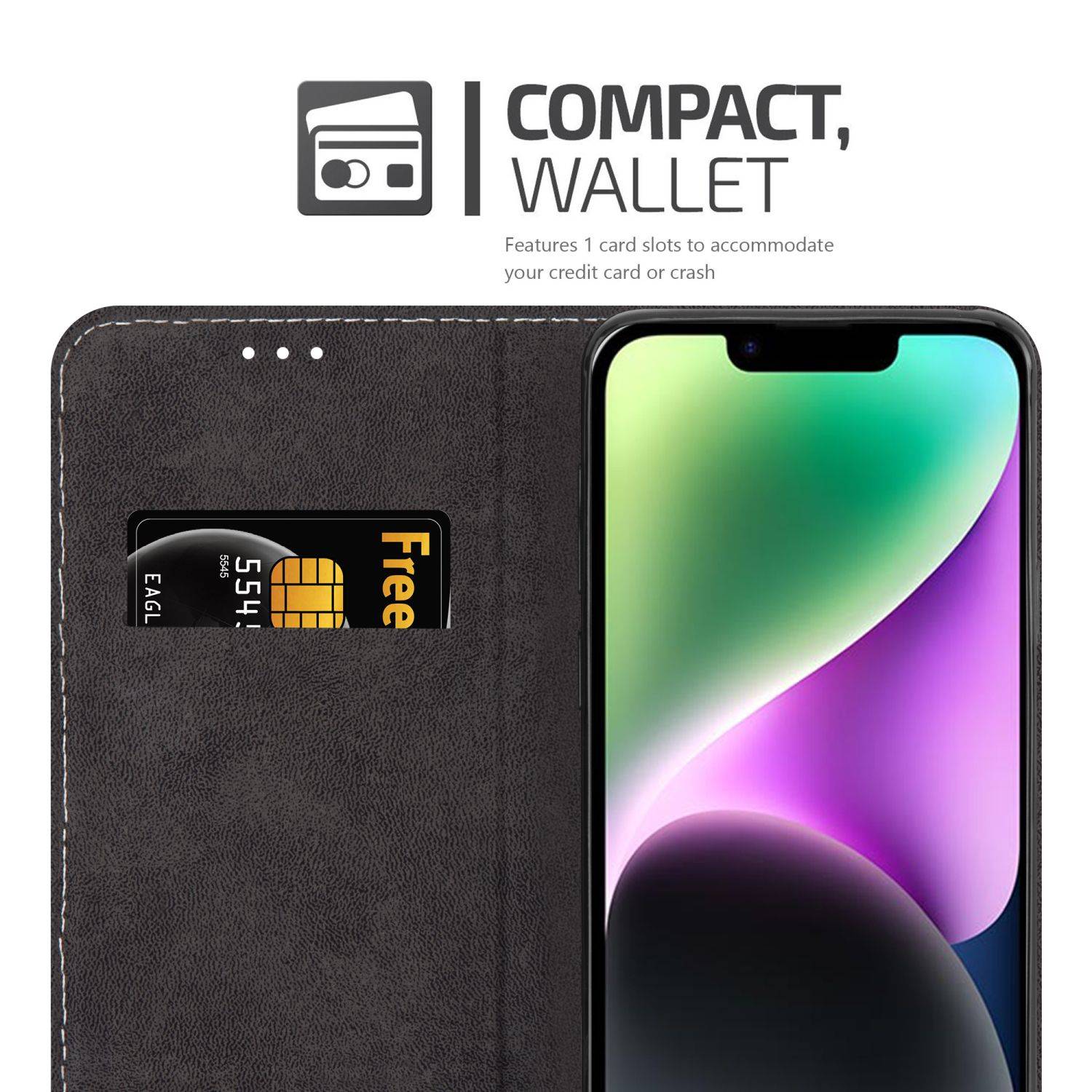 Cadorabo Hülle für Apple iPhone 14 Schutzhülle in Blau SHandyhülle Book Case Etui Kunstleder
