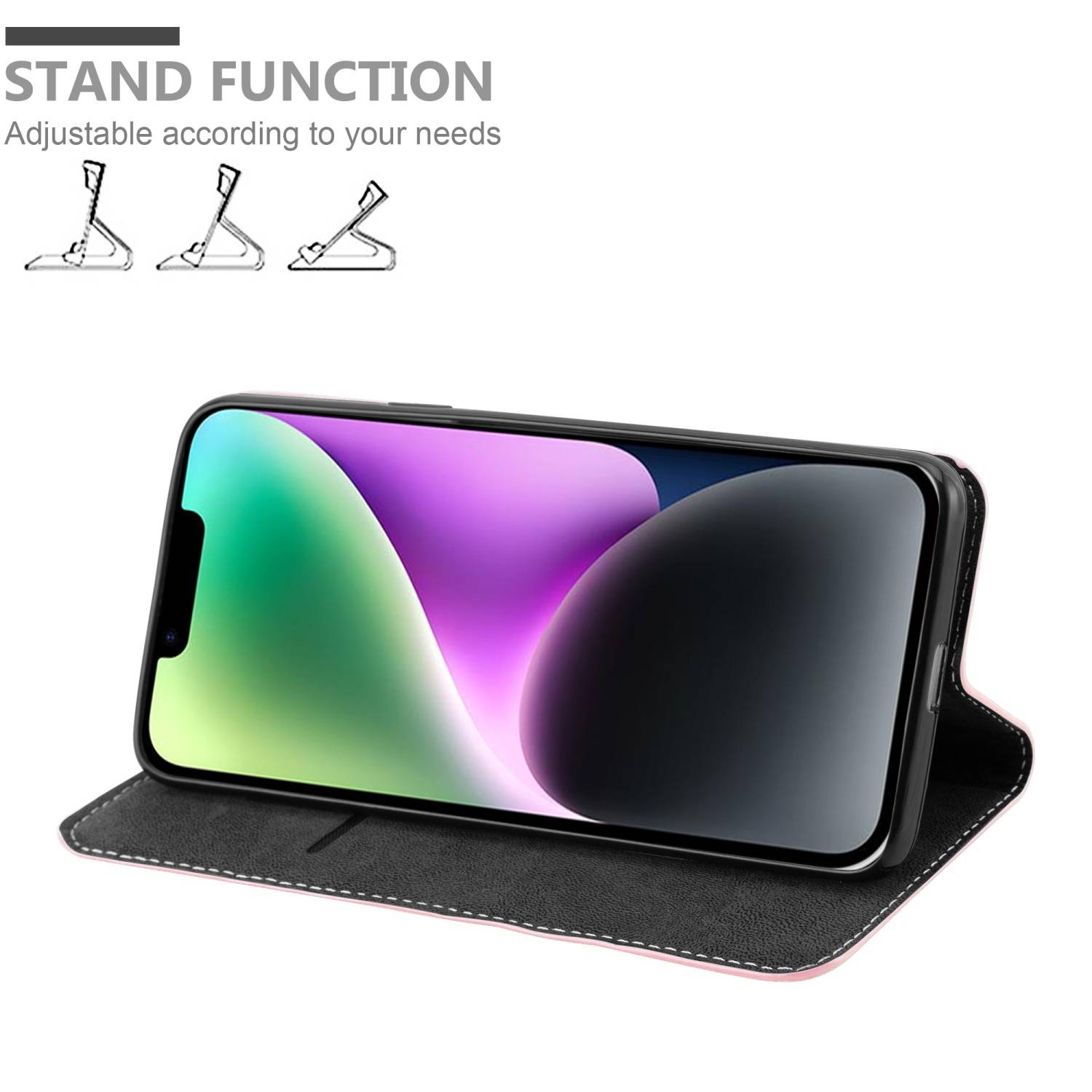 Cadorabo Hülle für Apple iPhone 14 Schutzhülle in Rosa SHandyhülle Book Case Etui Kunstleder