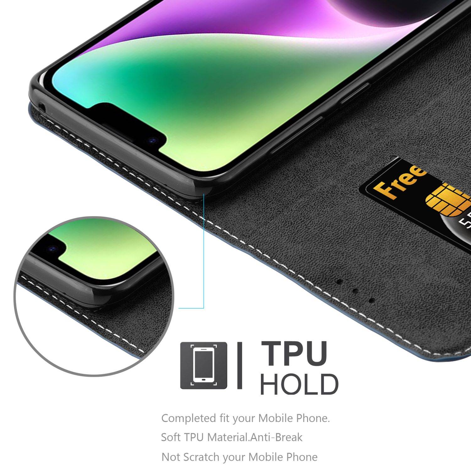 Cadorabo Hülle für Apple iPhone 14 PLUS Schutzhülle in Blau SHandyhülle Book Case Etui Kunstleder