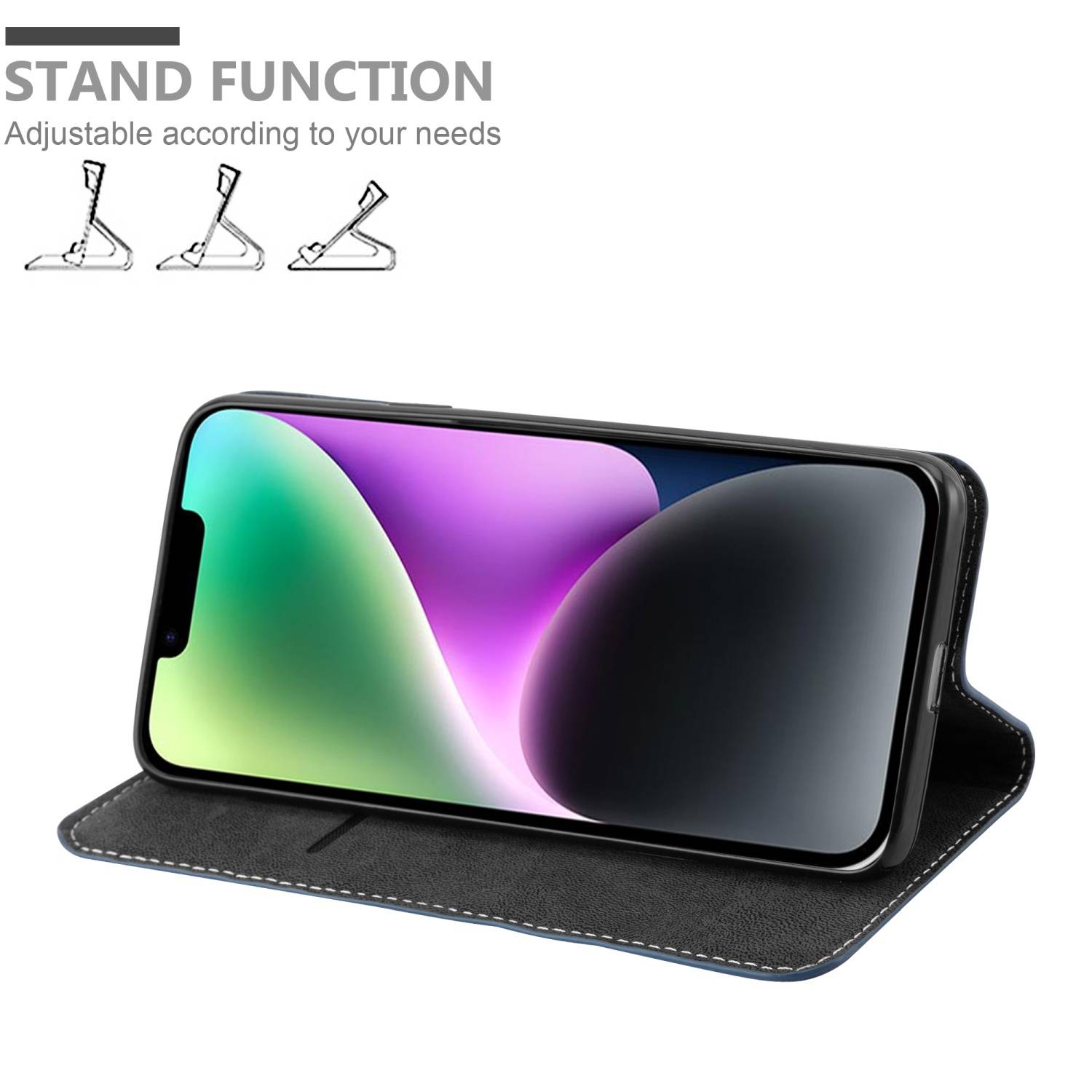 Cadorabo Hülle für Apple iPhone 14 PLUS Schutzhülle in Blau SHandyhülle Book Case Etui Kunstleder