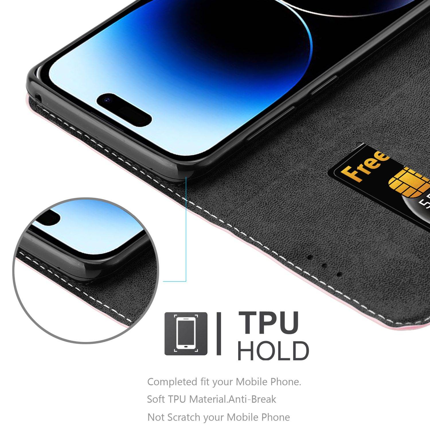 Cadorabo Hülle für Apple iPhone 14 PRO Schutzhülle in Rosa SHandyhülle Book Case Etui Kunstleder