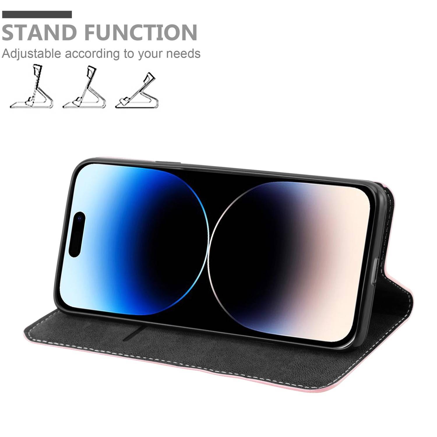 Cadorabo Hülle für Apple iPhone 14 PRO MAX Schutzhülle in Rosa SHandyhülle Book Case Etui Kunstleder