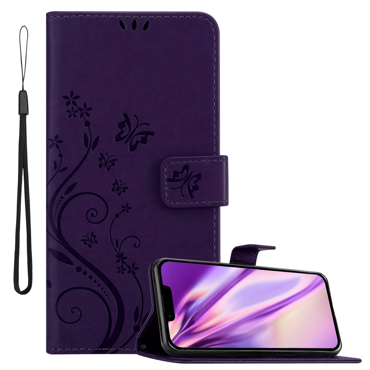 Cadorabo Hülle für Apple iPhone 14 PLUS Schutz Hülle in Lila Schutzhülle Handy Hülle Etui Case Blumen Flower