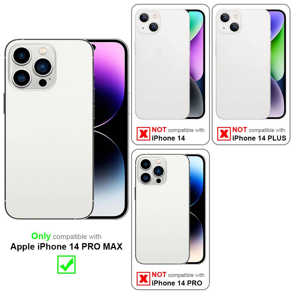 Cadorabo Hülle für Apple iPhone 14 PRO MAX Schutz Hülle in Grau Schutzhülle Handy Hülle Etui Case Blumen Flower