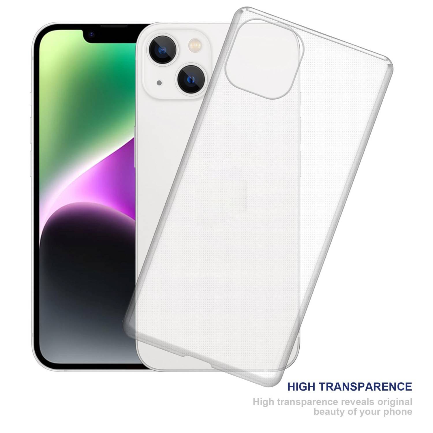Cadorabo Hülle für Apple iPhone 14 PLUS Schutz Hülle in Transparent Schutzhülle TPU Silikon Cover Etui Case