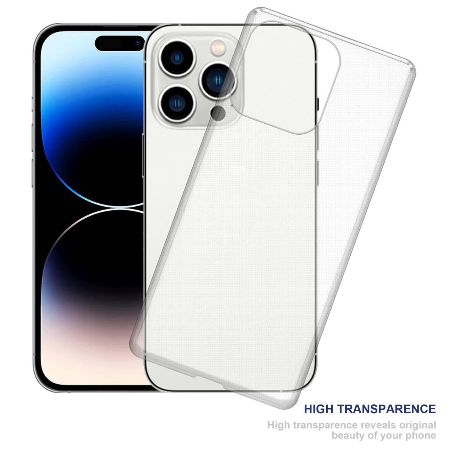 Cadorabo Hülle für Apple iPhone 14 PRO MAX Schutz Hülle in Transparent Schutzhülle TPU Silikon Cover Etui Case