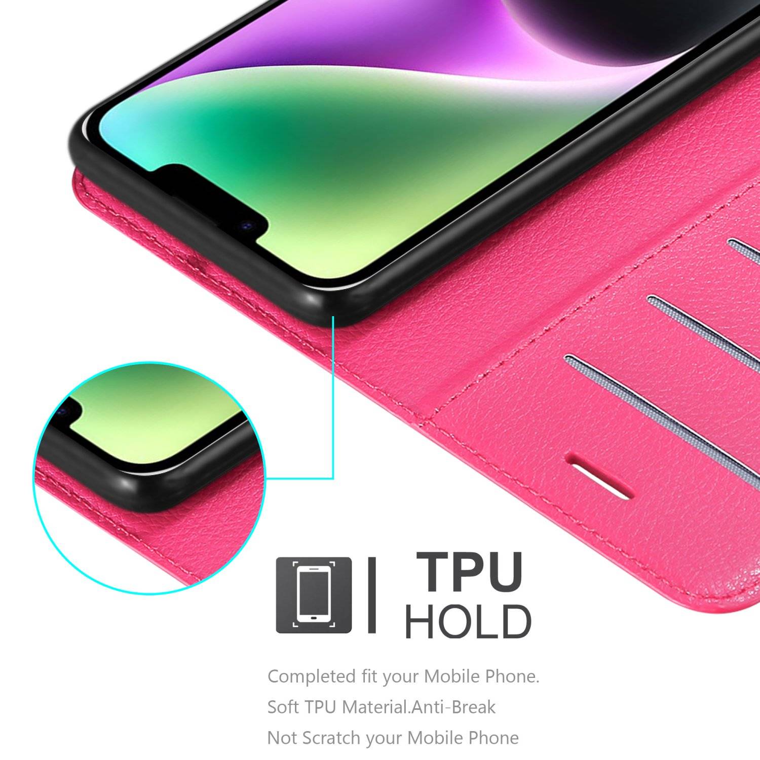Cadorabo Hülle für Apple iPhone 14 Schutz Hülle in Pink Handyhülle Etui Case Cover Magnetverschluss
