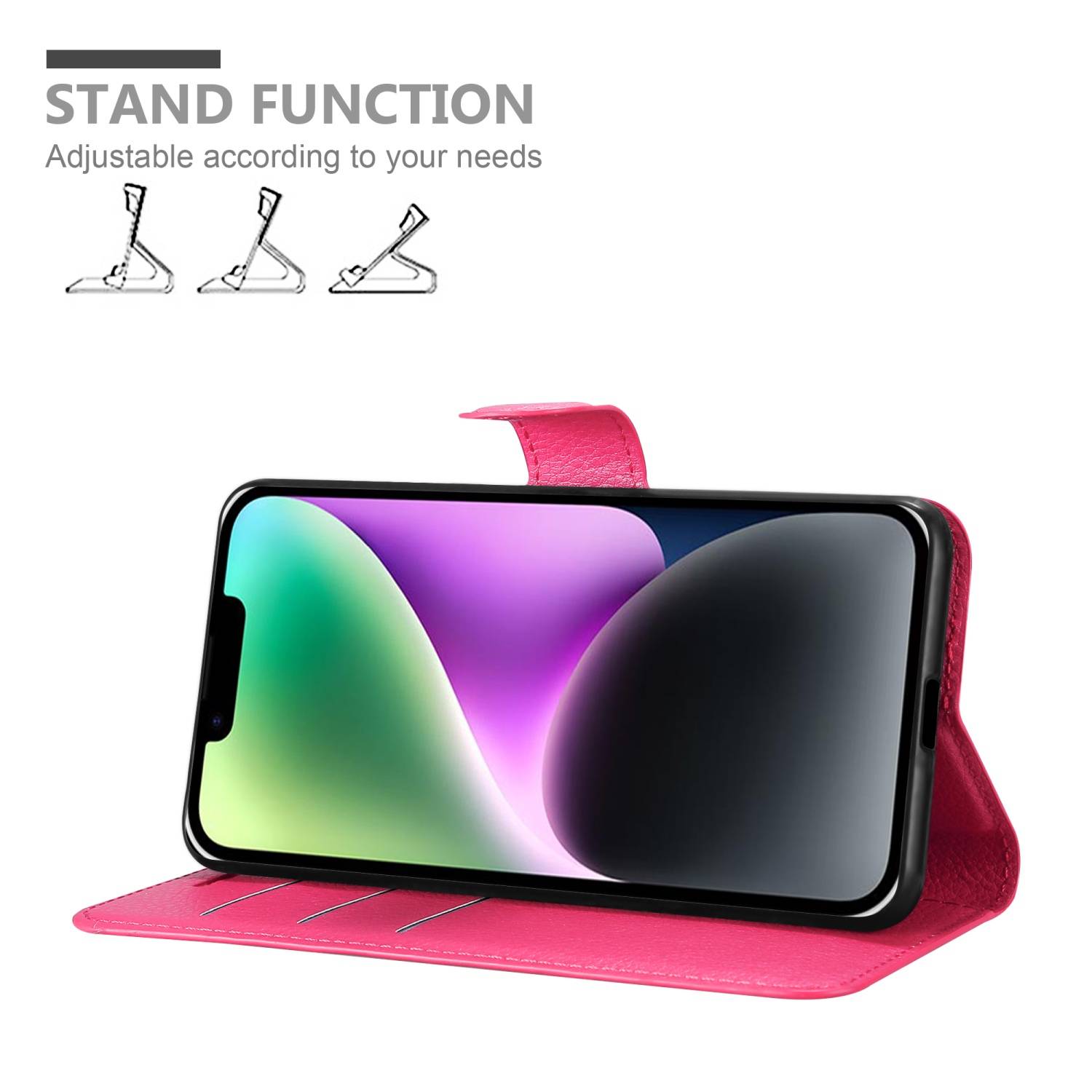 Cadorabo Hülle für Apple iPhone 14 Schutz Hülle in Pink Handyhülle Etui Case Cover Magnetverschluss