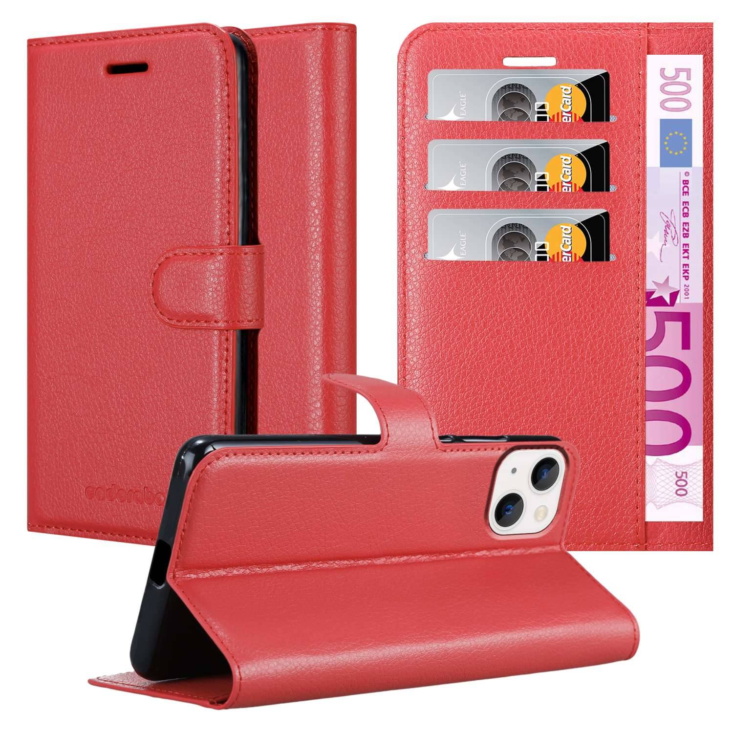 Cadorabo Hülle für Apple iPhone 14 PLUS Schutz Hülle in Rot Handyhülle Etui Case Cover Magnetverschluss