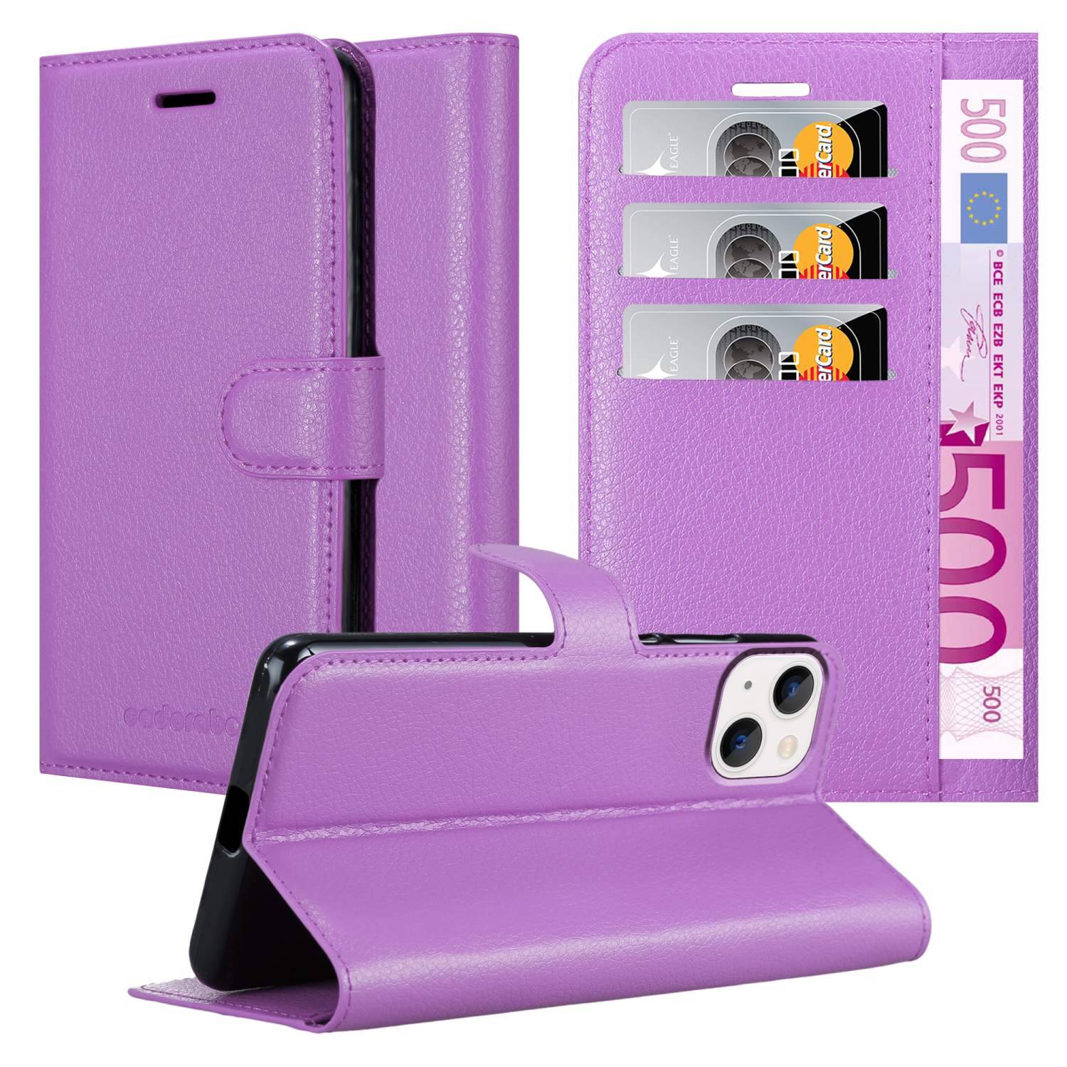 Cadorabo Hülle für Apple iPhone 14 PLUS Schutz Hülle in Lila Handyhülle Etui Case Cover Magnetverschluss