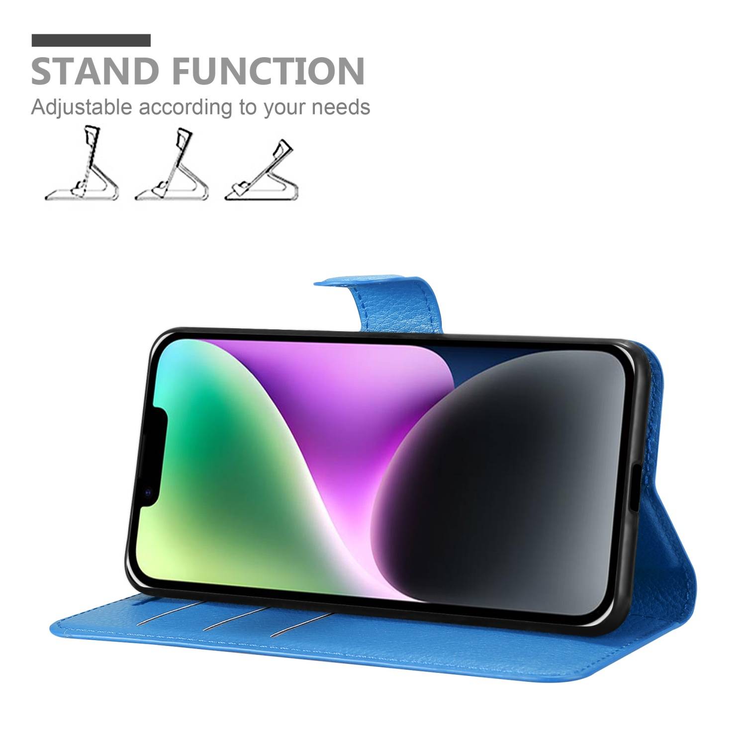 Cadorabo Hülle für Apple iPhone 14 PLUS Schutz Hülle in Blau Handyhülle Etui Case Cover Magnetverschluss
