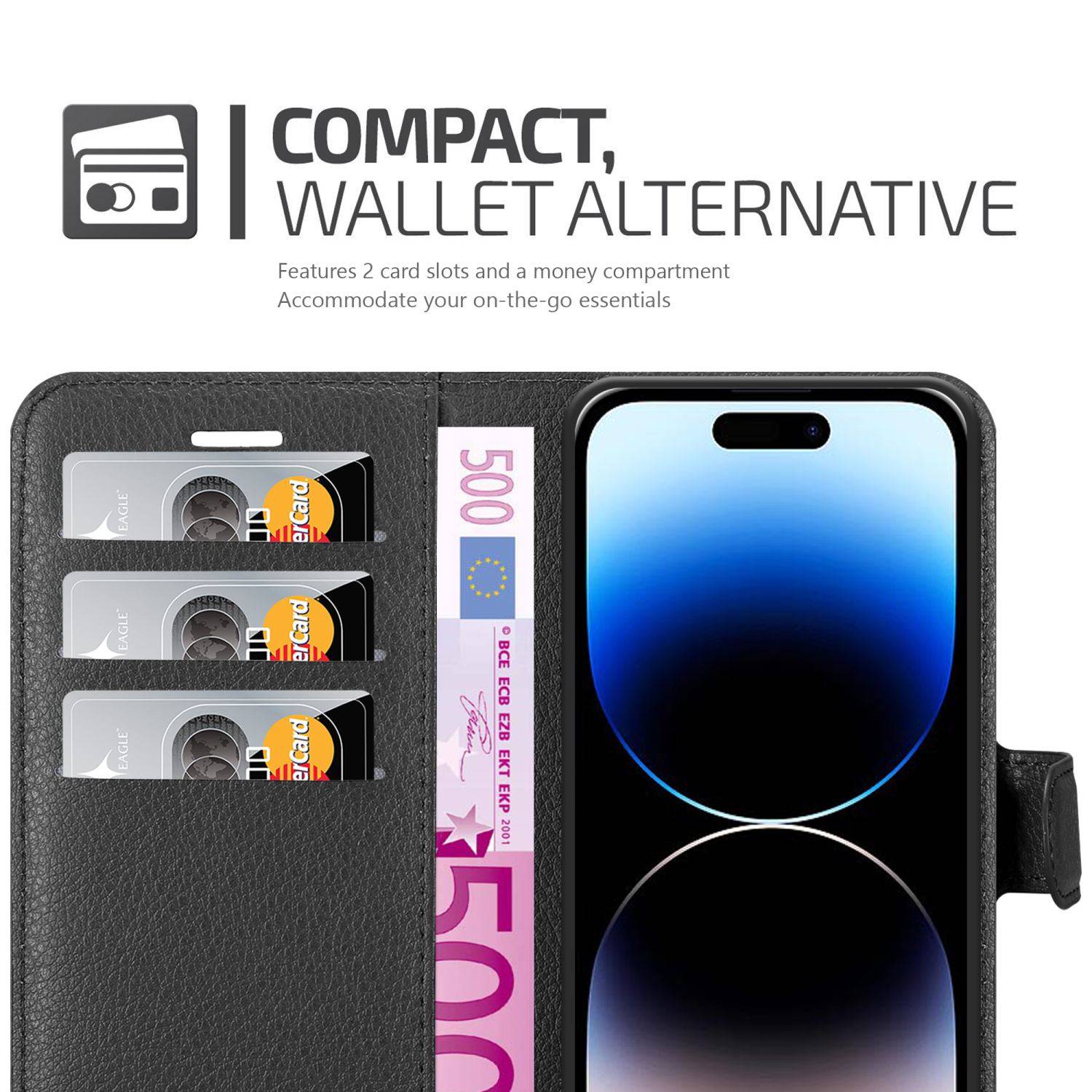 Cadorabo Hülle für Apple iPhone 14 PRO Schutz Hülle in Schwarz Handyhülle Etui Case Cover Magnetverschluss