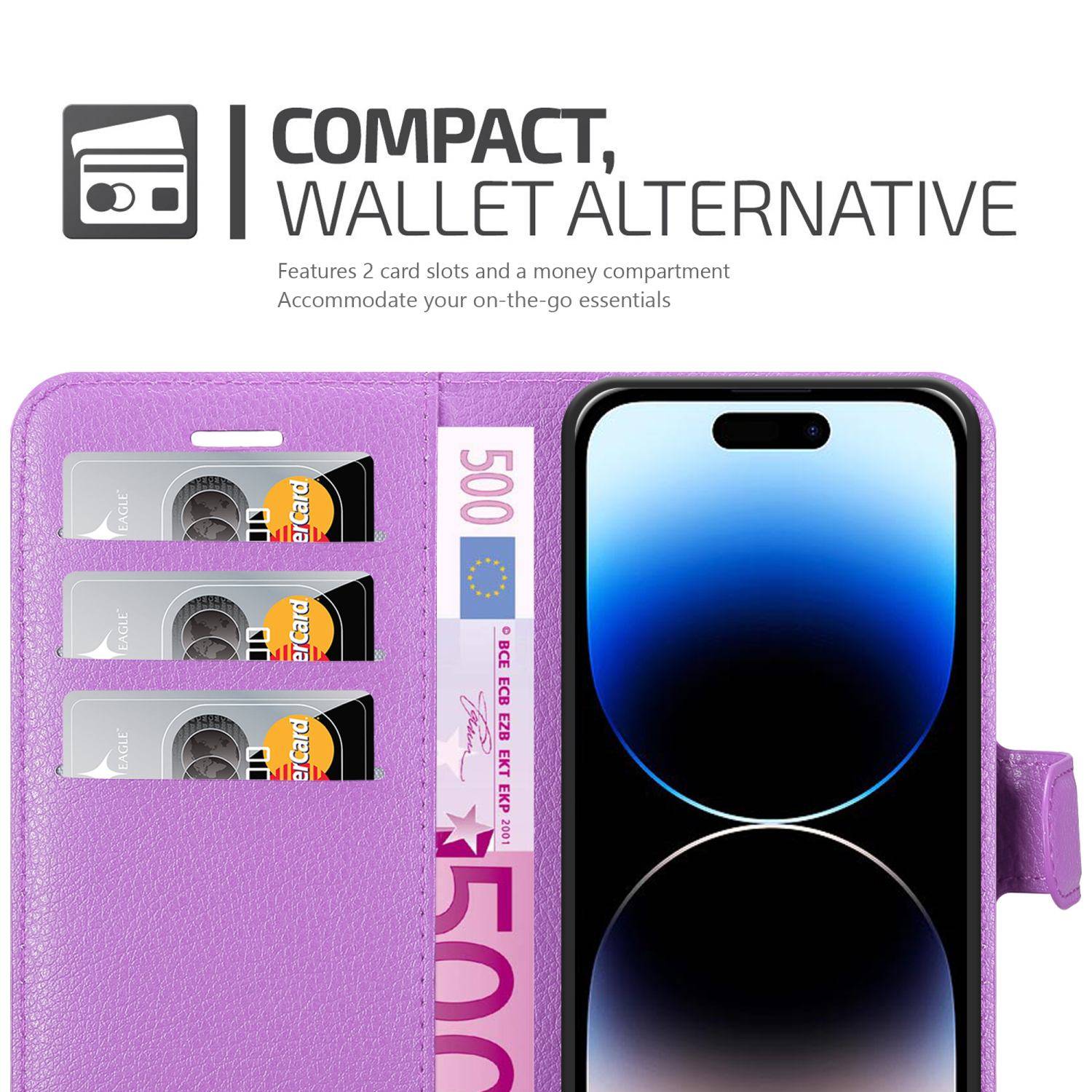 Cadorabo Hülle für Apple iPhone 14 PRO Schutz Hülle in Lila Handyhülle Etui Case Cover Magnetverschluss