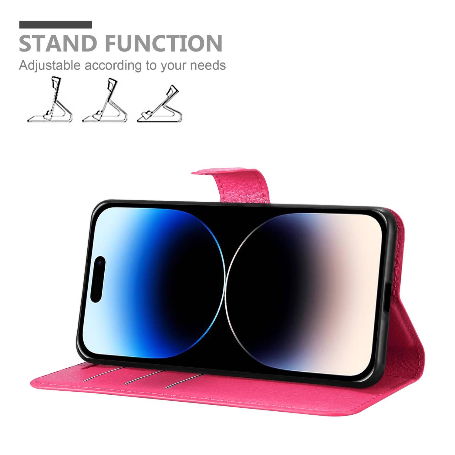 Cadorabo Hülle für Apple iPhone 14 PRO Schutz Hülle in Pink Handyhülle Etui Case Cover Magnetverschluss