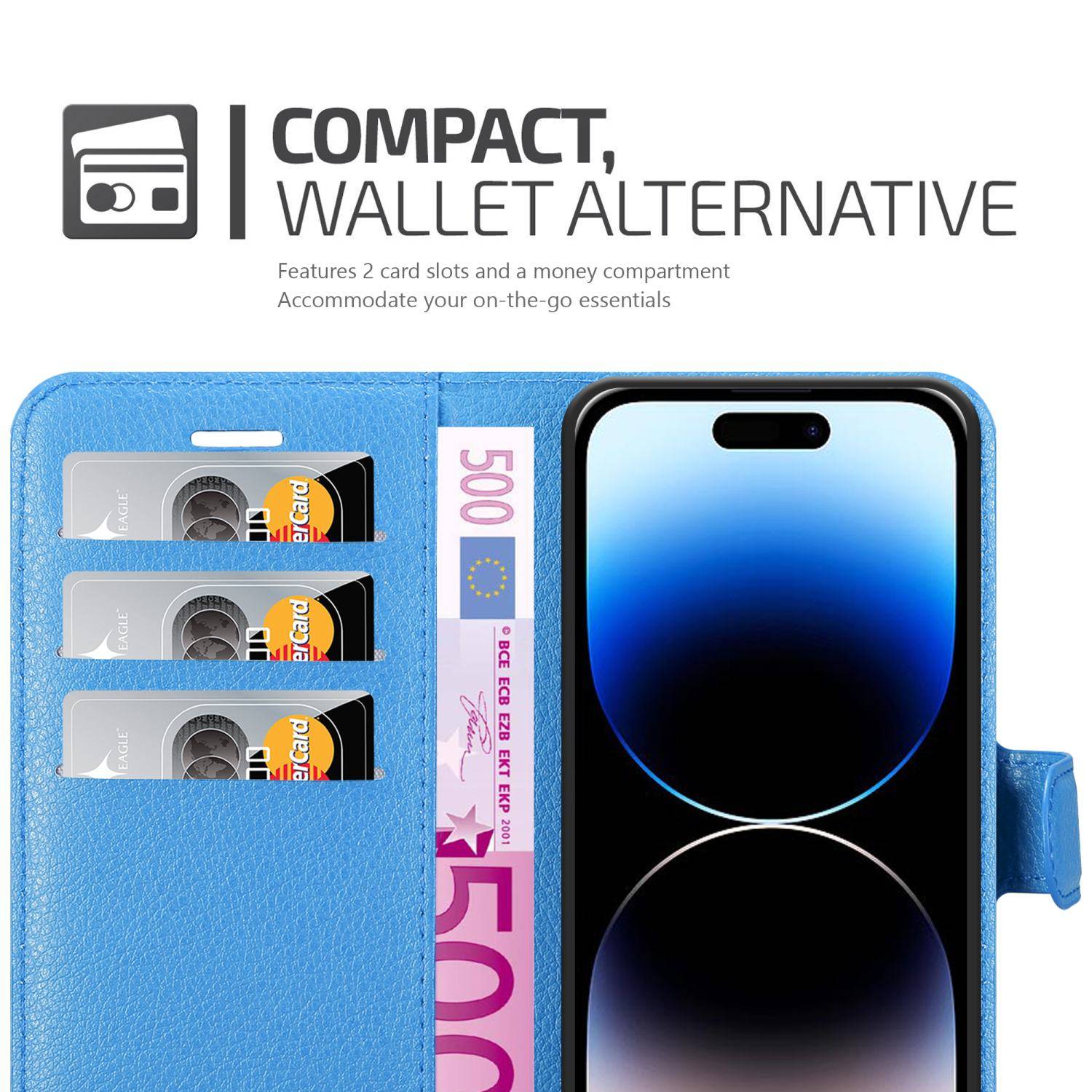 Cadorabo Hülle für Apple iPhone 14 PRO Schutz Hülle in Blau Handyhülle Etui Case Cover Magnetverschluss