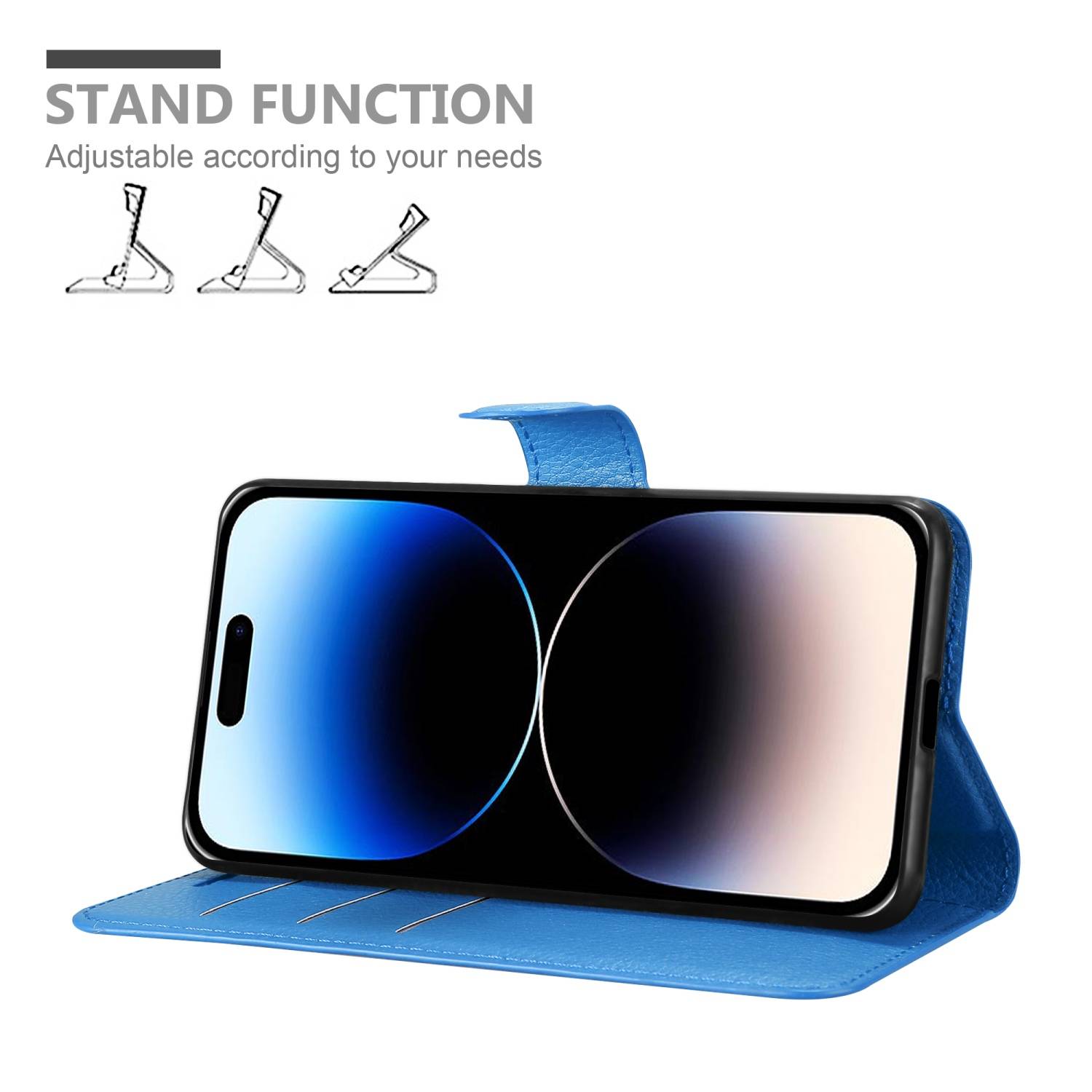 Cadorabo Hülle für Apple iPhone 14 PRO Schutz Hülle in Blau Handyhülle Etui Case Cover Magnetverschluss