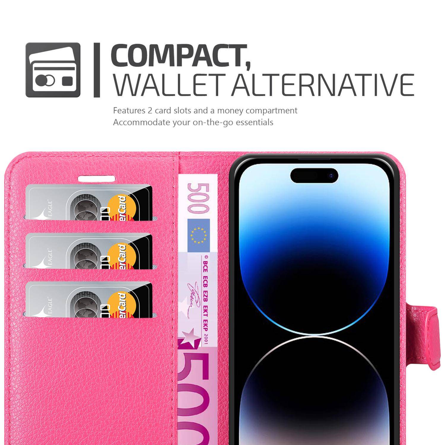 Cadorabo Hülle für Apple iPhone 14 PRO MAX Schutz Hülle in Pink Handyhülle Etui Case Cover Magnetverschluss